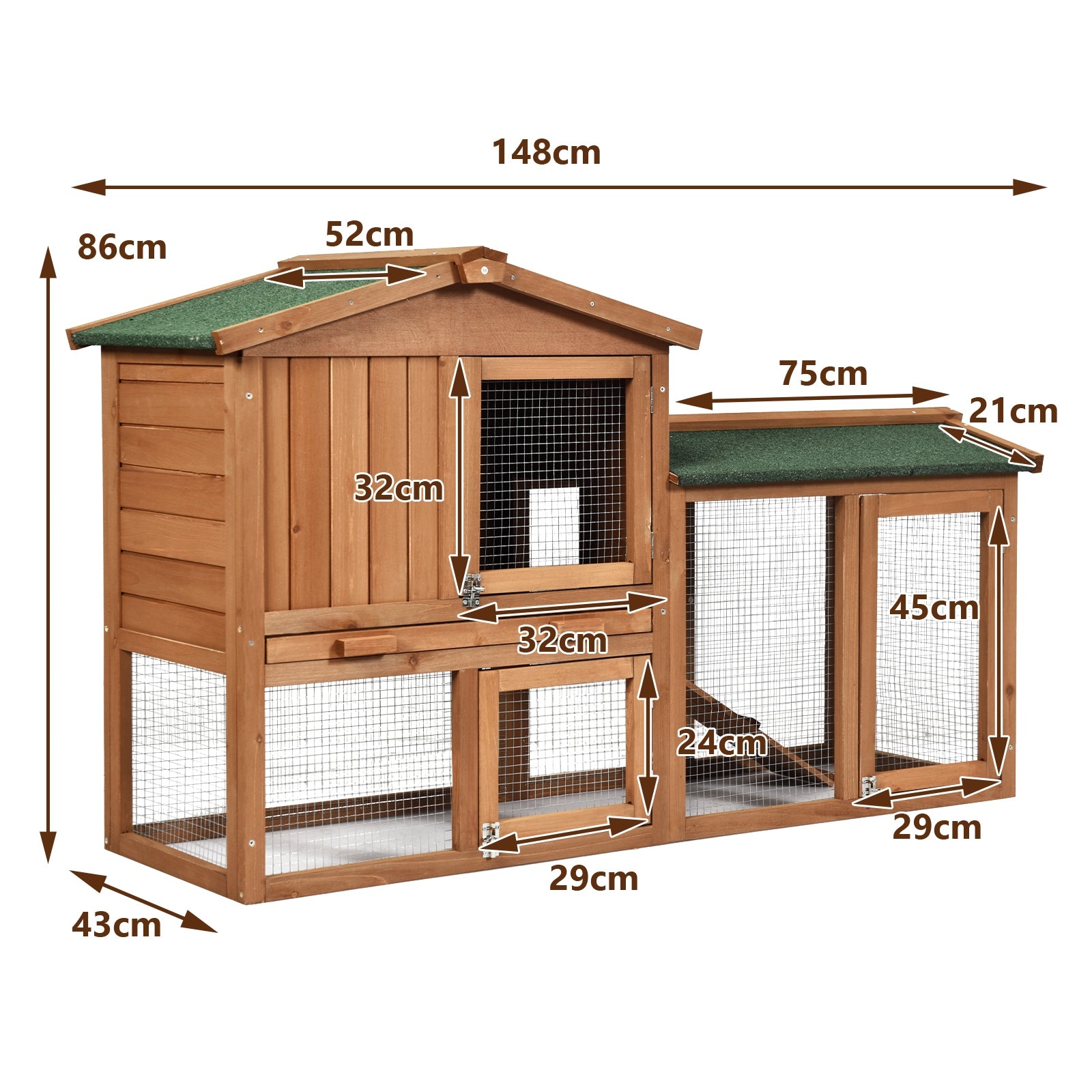 SUGIFT 58 Inch Weatherproof Wooden Rabbit/Dog Hutch
