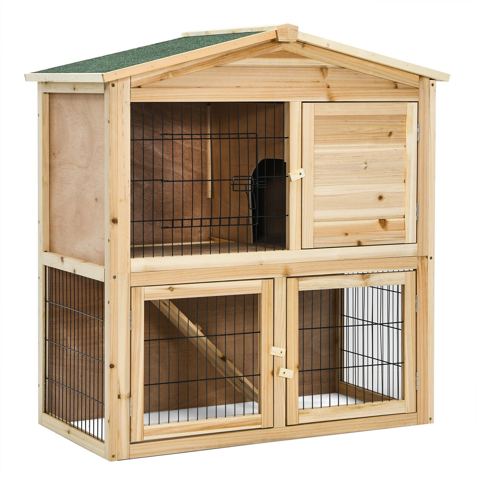 SUGIFT 35 Inch Wooden Chicken Coop with Ramp