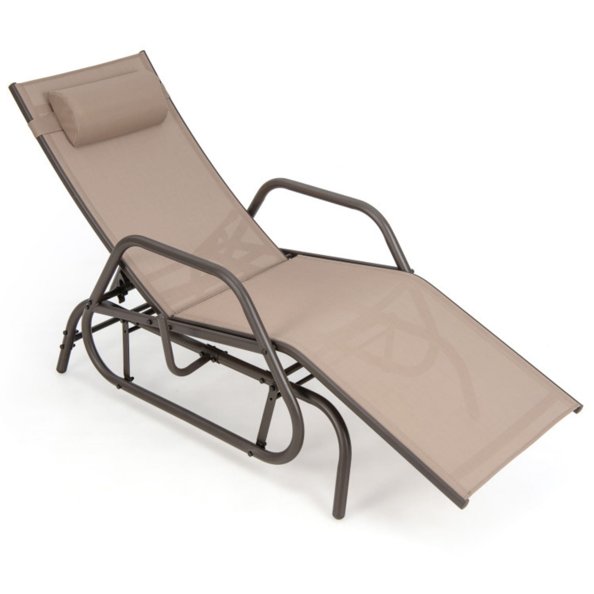 SUGIFT Outdoor Chaise Lounge Glider Chair with Armrests and Pillow