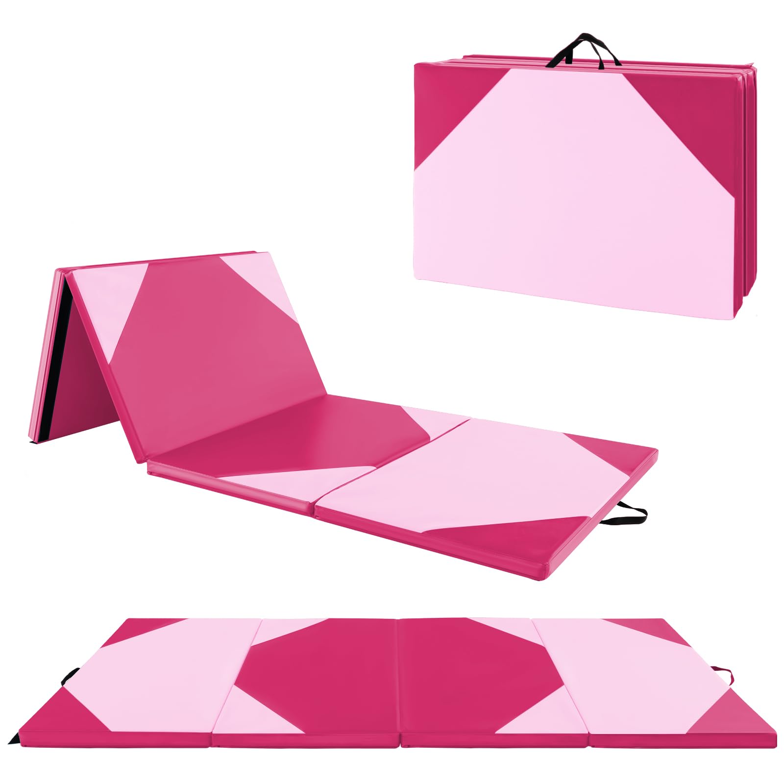 10 Feet x 4 Feet x 2 Inch Folding Exercise Mat with Hook and Loop Fasteners