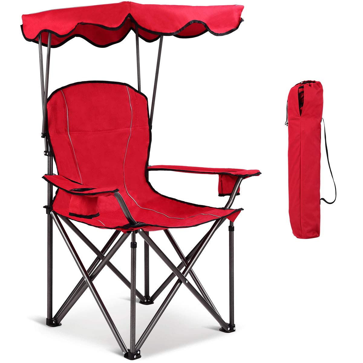 SUGIFT Portable Folding Beach Canopy Chair with Cup Holders