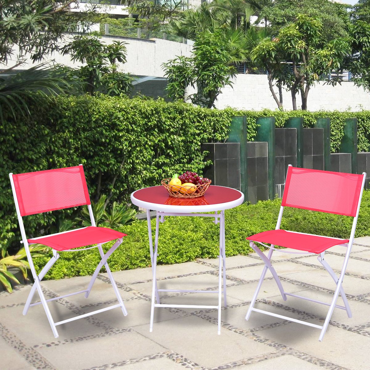 3 Pieces Patio Folding Bistro Set for Balcony or Outdoor Space