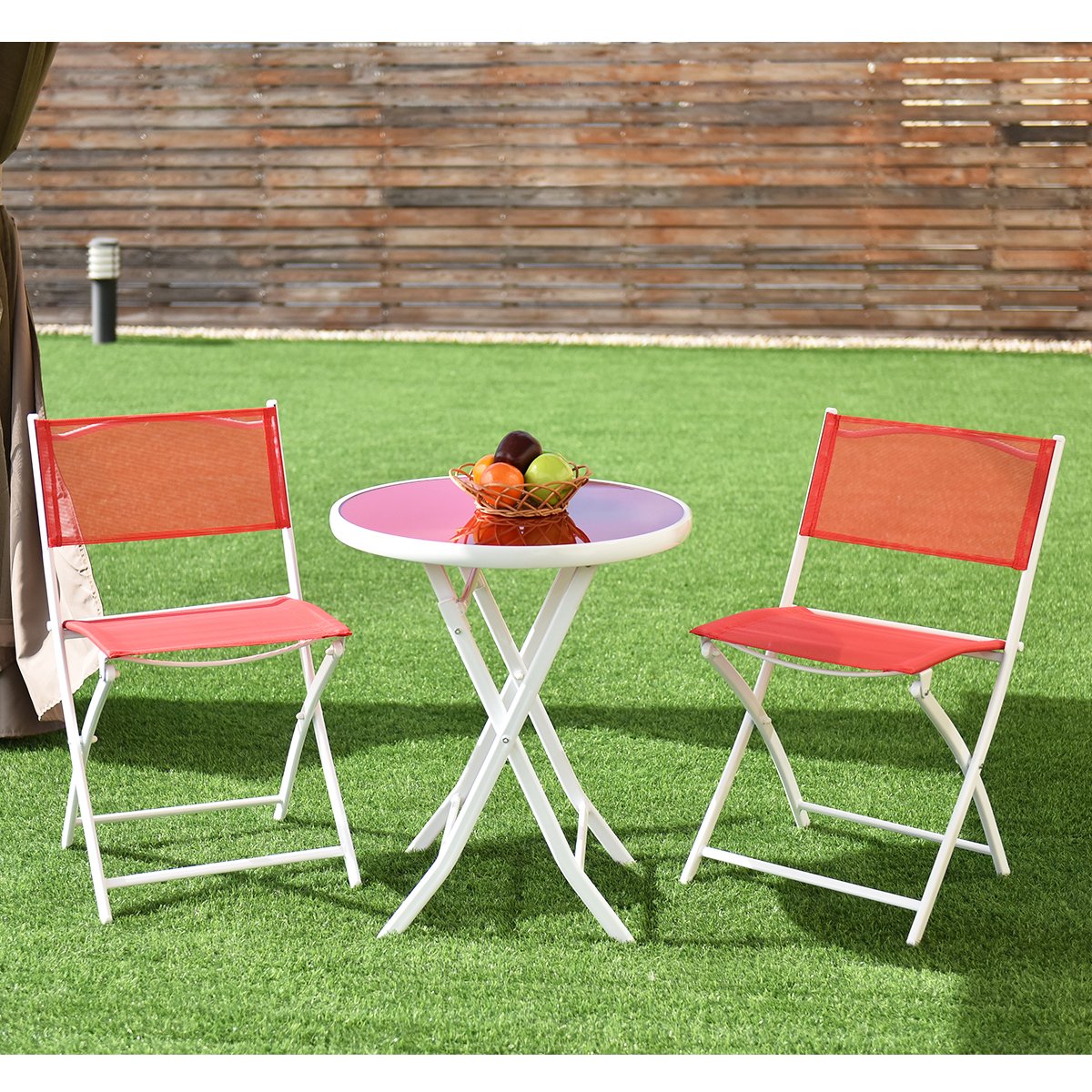 3 Pieces Patio Folding Bistro Set for Balcony or Outdoor Space