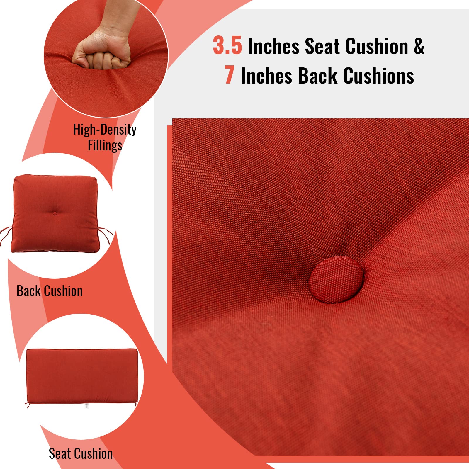 SUGIFT Patio 2-Person Glider Bench Rocking Loveseat with Cushioned Armrest