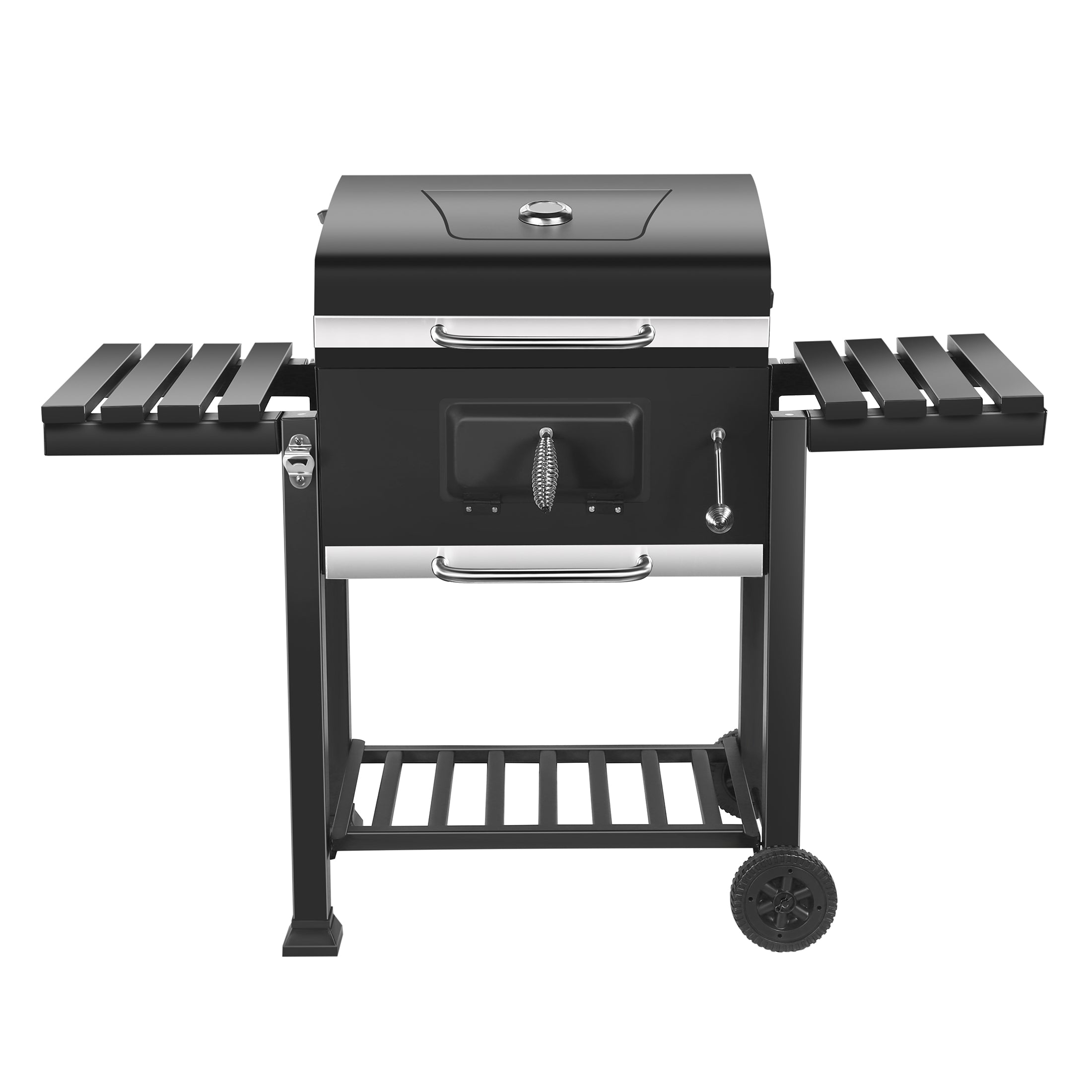 24 Inch Charcoal BBQ Grill with Side Shelves