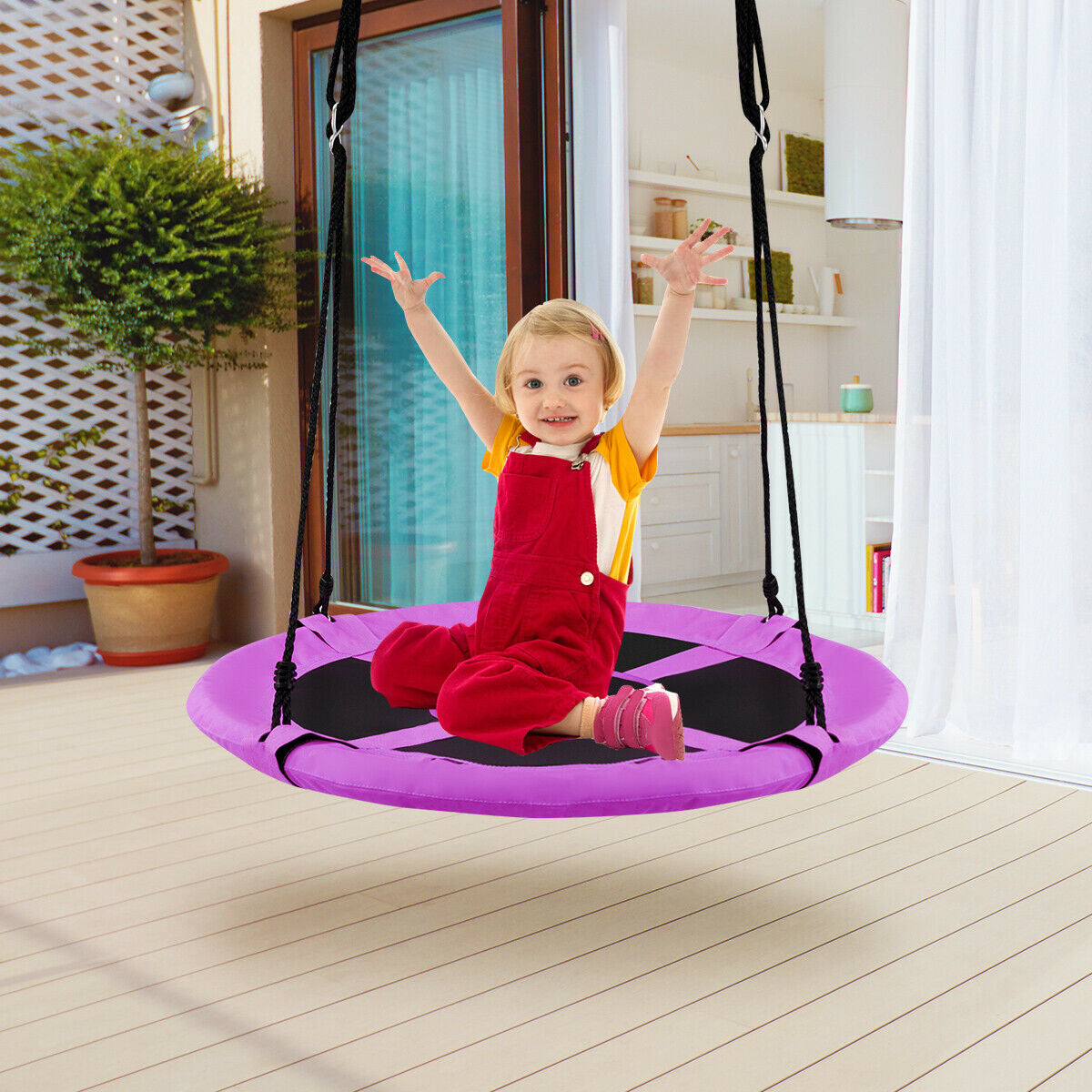 SUGIFT 40 Inch Flying Saucer Tree Swing Indoor Outdoor Play Set