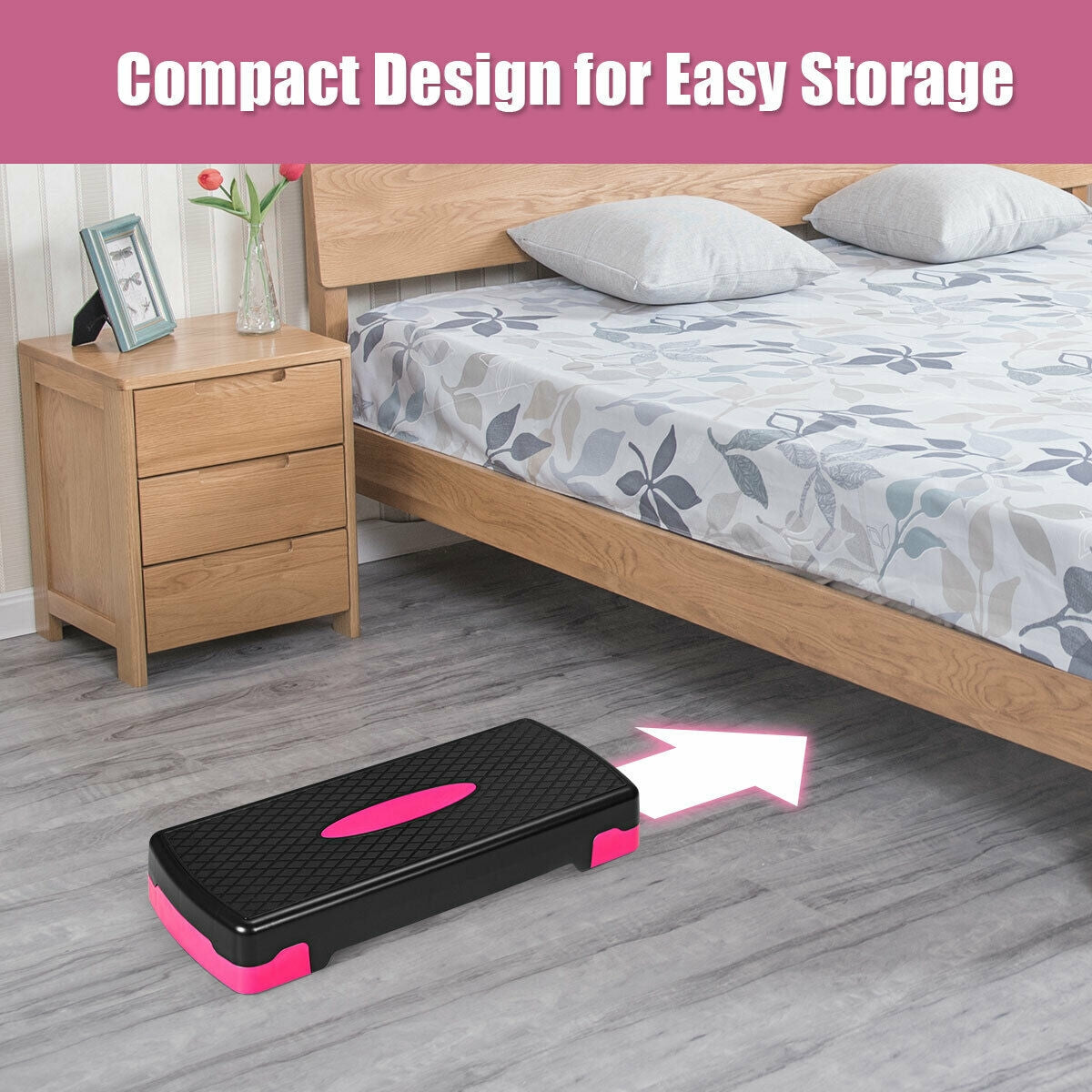 26 Inch Height Adjustable Aerobic Exercise Step Deck with Non-Slip Surface-Black