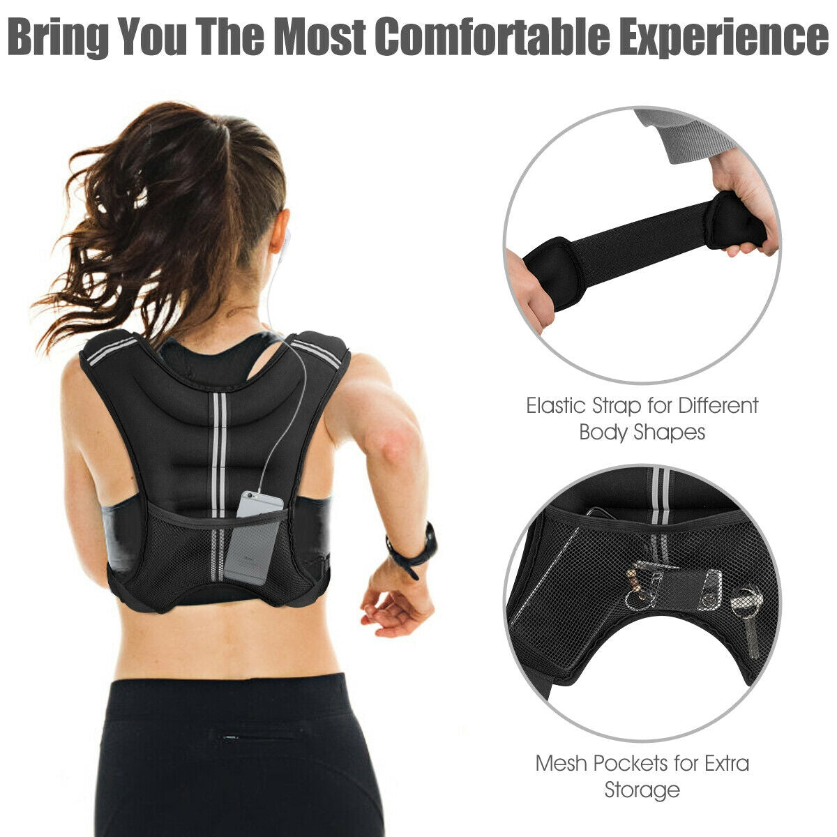 Training Weight Vest Workout Equipment with Adjustable Buckles and Mesh Bag-12 lbs