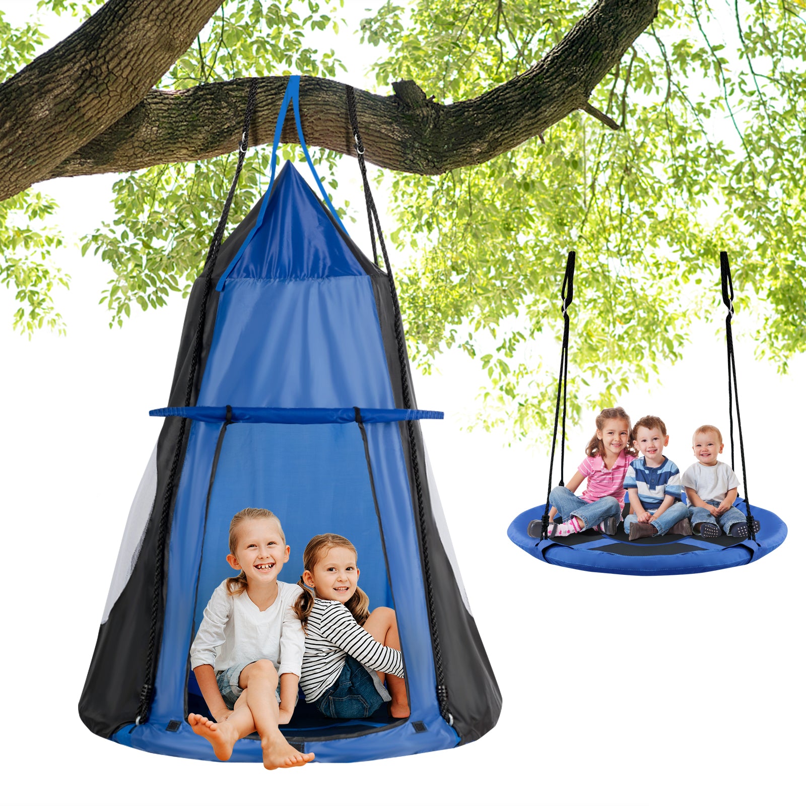 2-in-1 40 Inch Kids Hanging Chair Detachable Swing Tent