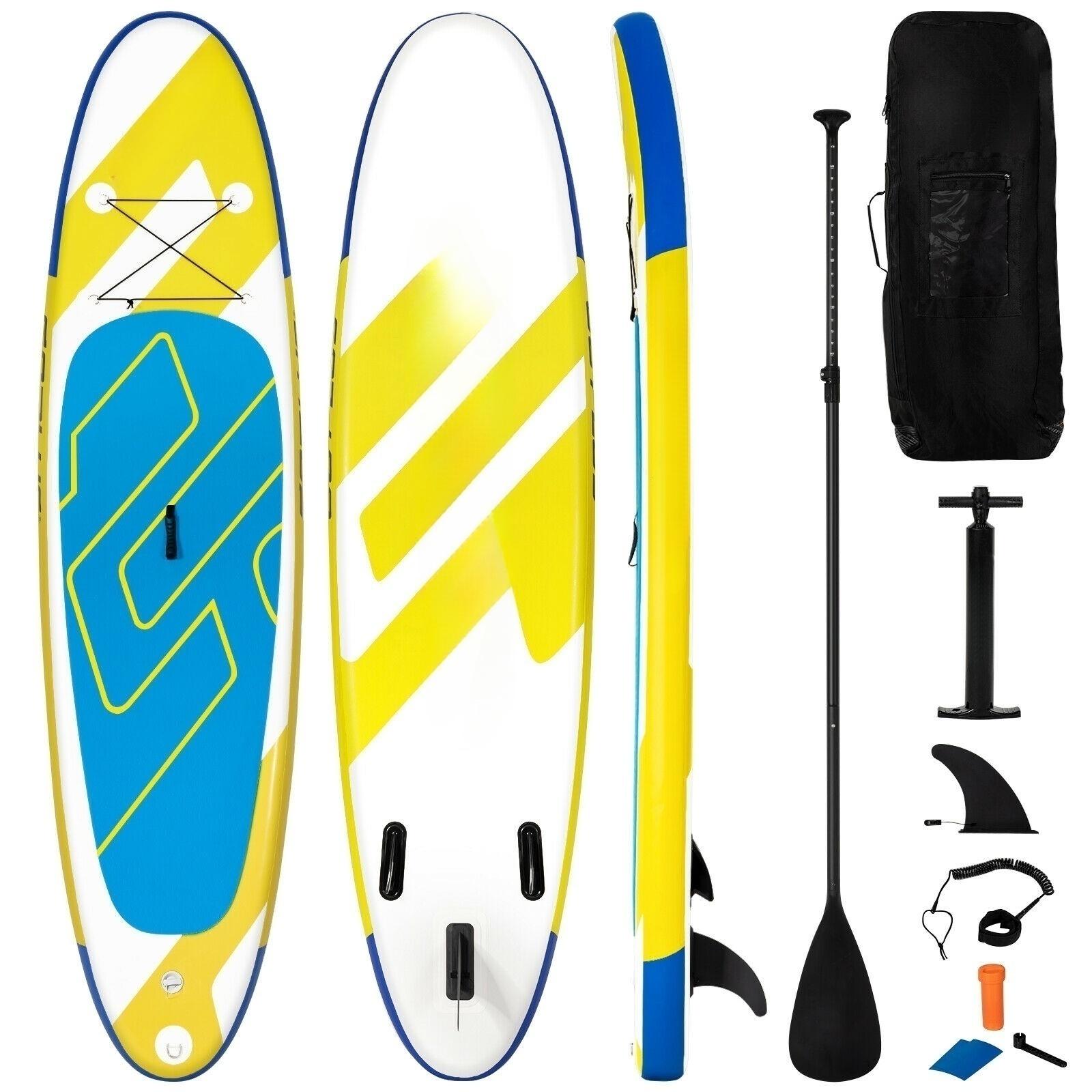 10 Feet Inflatable Stand Up Paddle Board 6 Inches Thick with Backpack Leash Aluminum Paddle