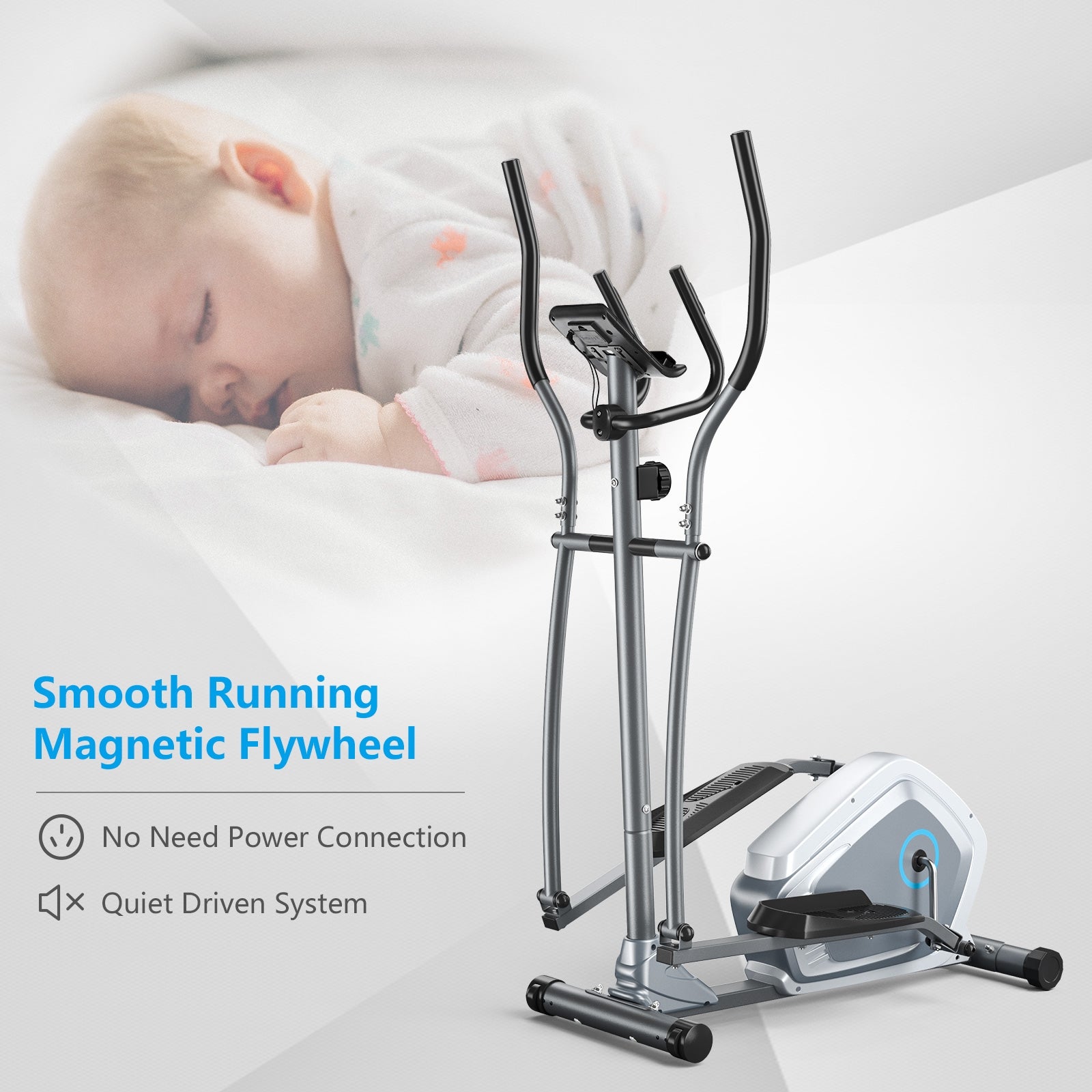 Elliptical Magnetic Cross Trainer with LCD Monitor and Pulse Sensor