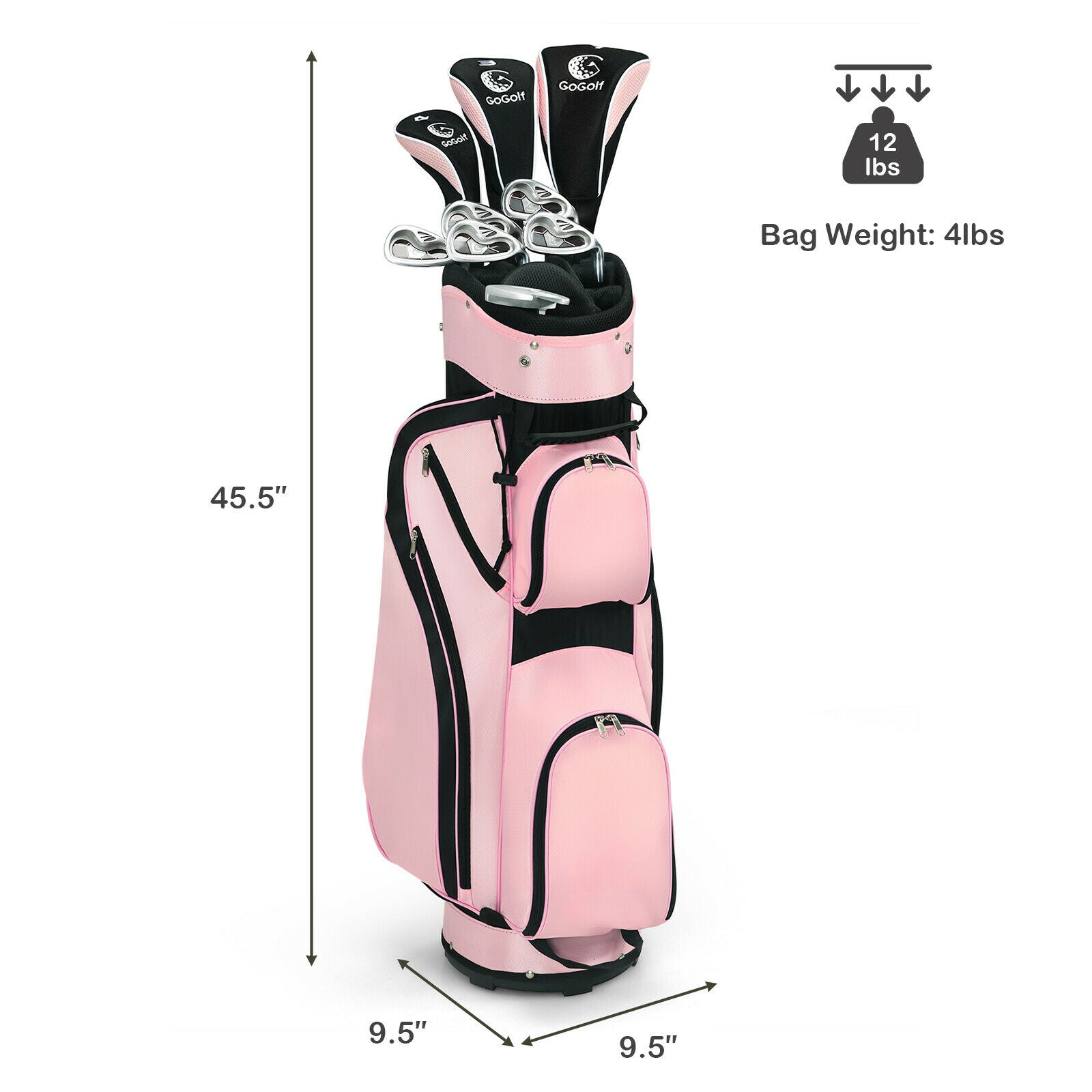 10 Pieces Womens Complete Golf Club Set with Alloy Driver