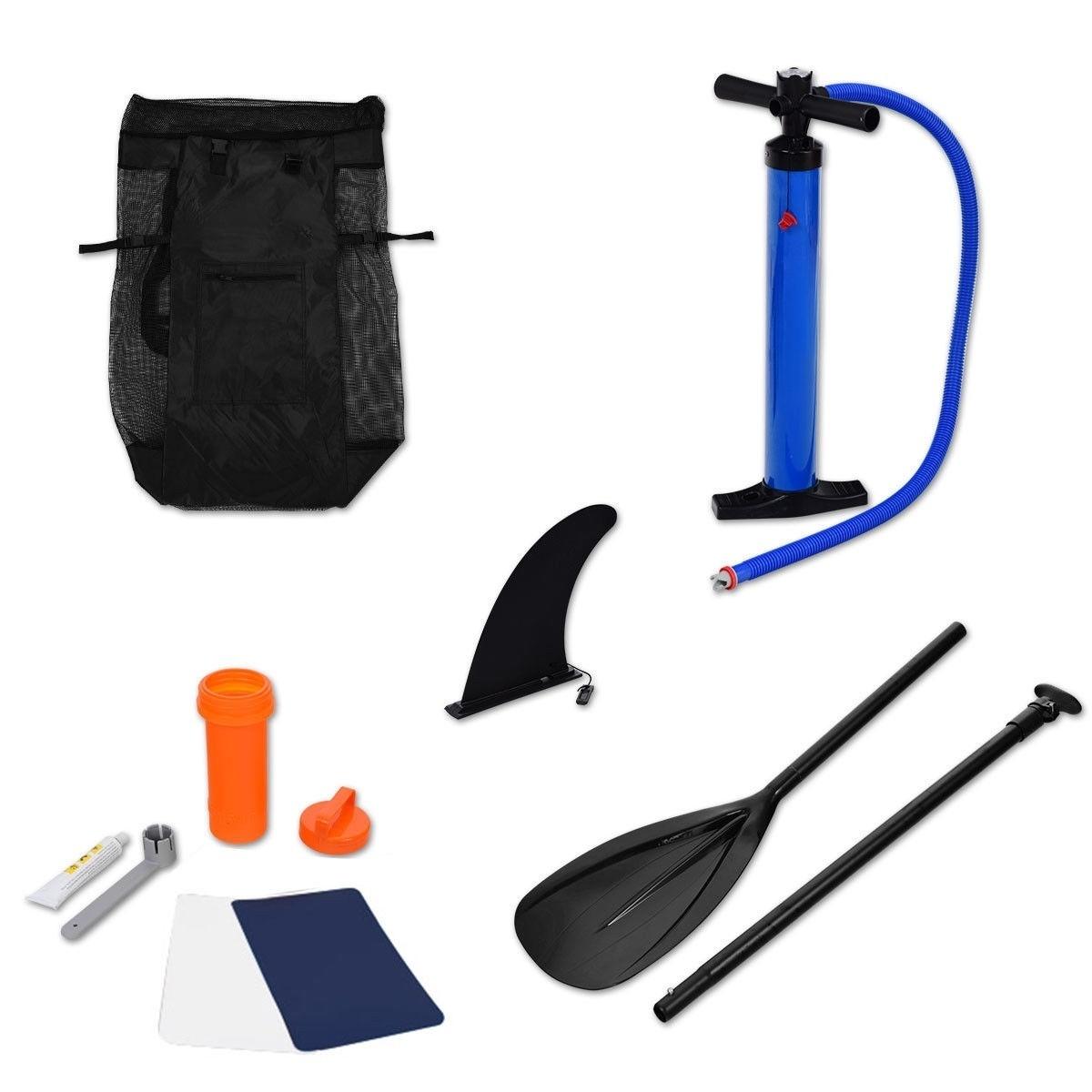 11 Feet Adjustable Inflatable Stand up Paddle SUP Surfboard with Bag