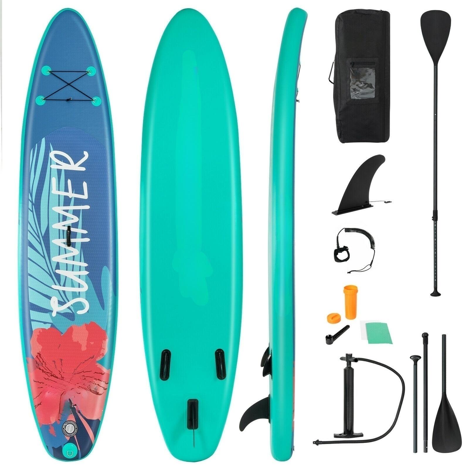 10 Feet Inflatable Stand Up Paddle Board with Backpack Leash Aluminum Paddle-L