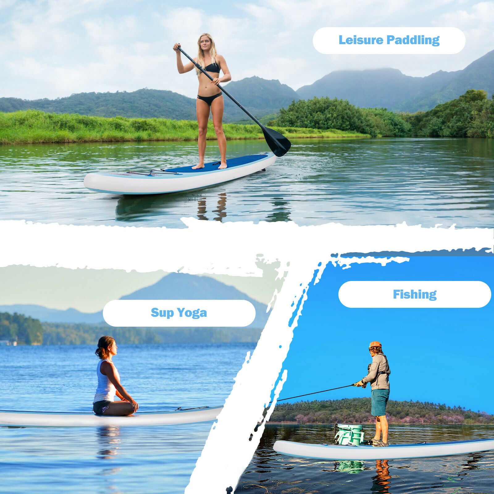 10 Feet Inflatable Stand Up Paddle Board with Adjustable Paddle Pump