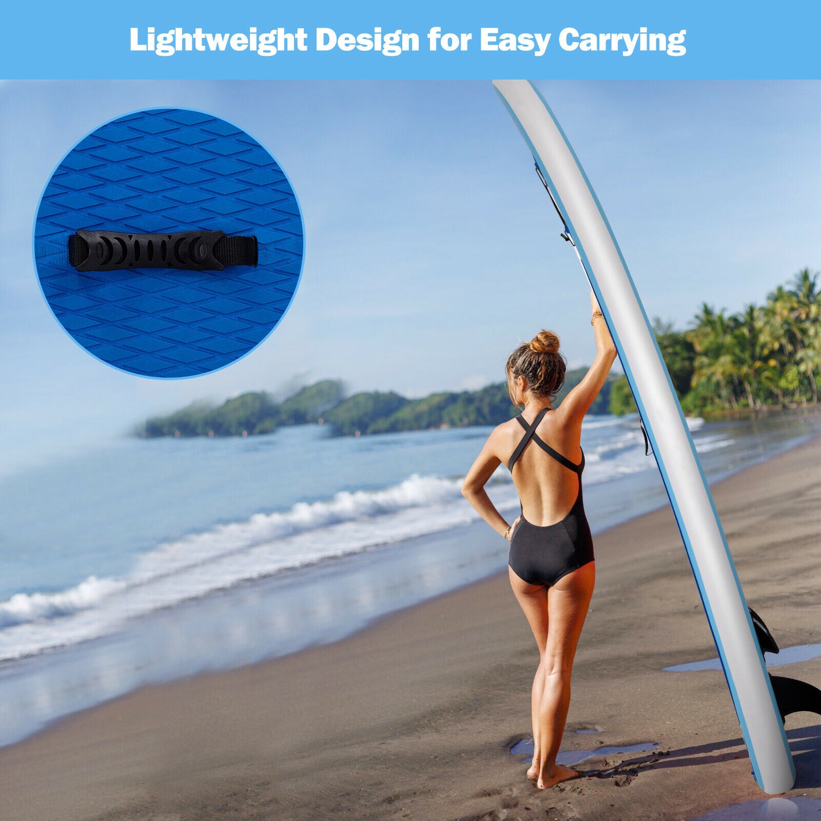 10 Feet Inflatable Stand Up Paddle Board with Adjustable Paddle Pump