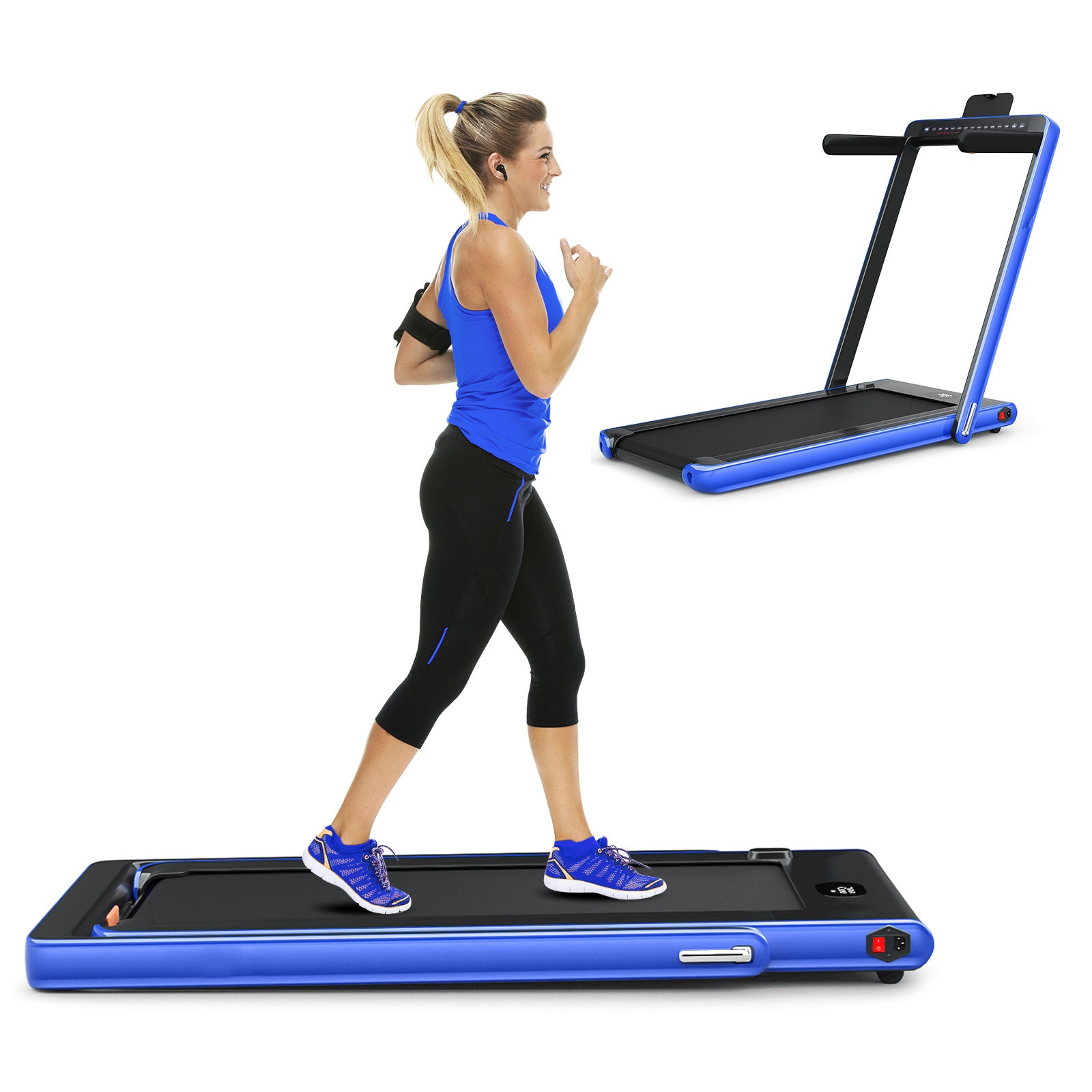 2-in-1 Electric Motorized Health and Fitness Folding Treadmill with Dual Display