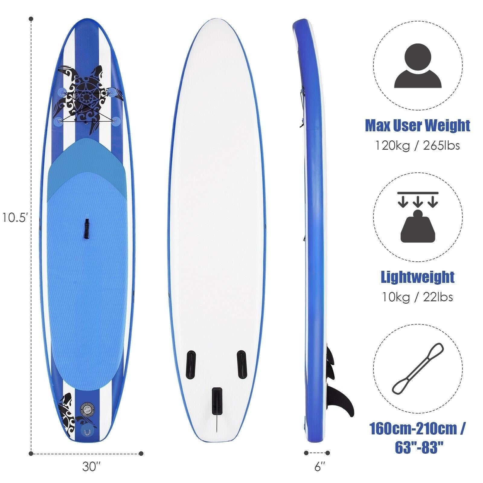 10.6 Feet Inflatable Paddle Board with Carry Bag