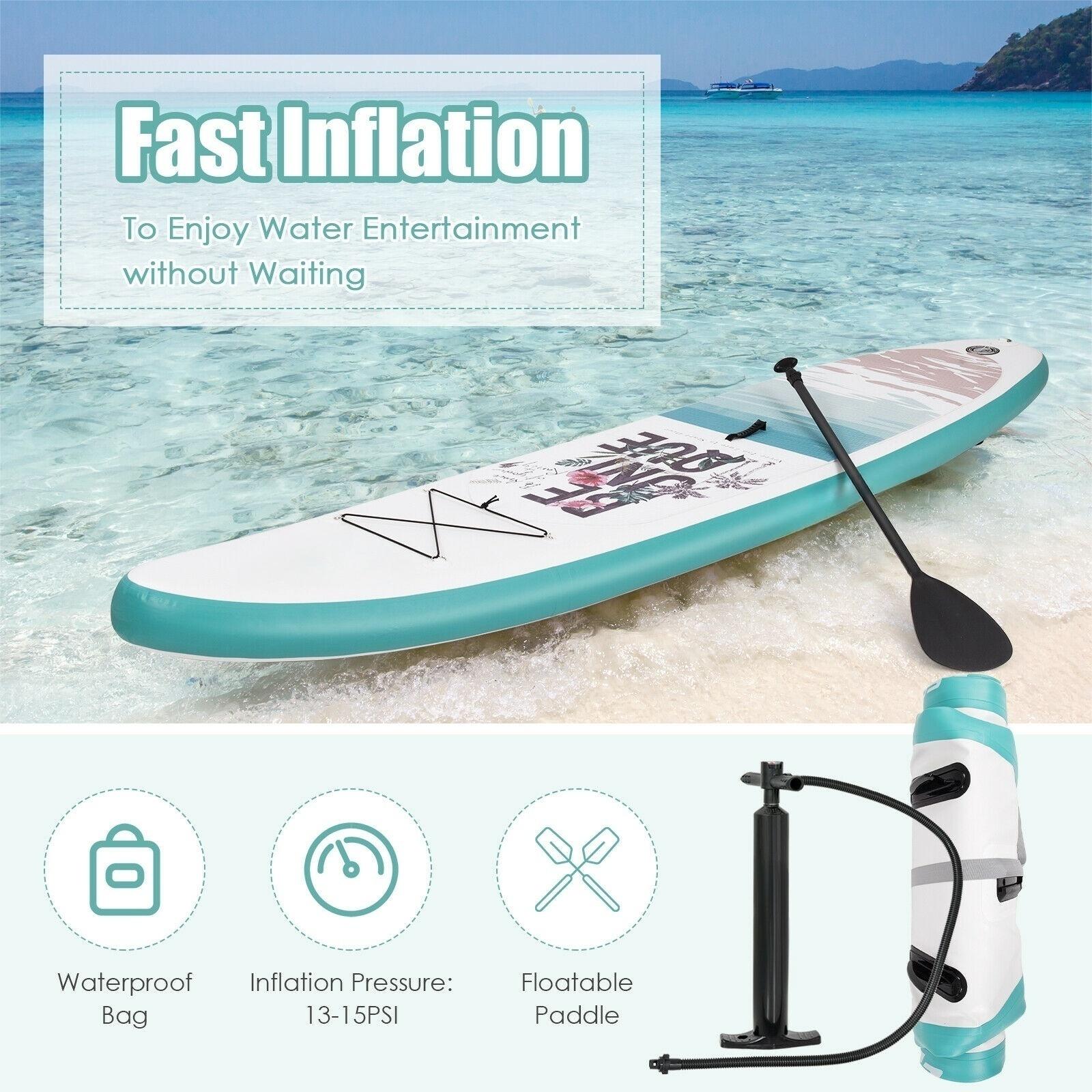 10.5 ft Inflatable Stand Up Paddle Board Surfboard with Aluminum Paddle Pump-11 ft
