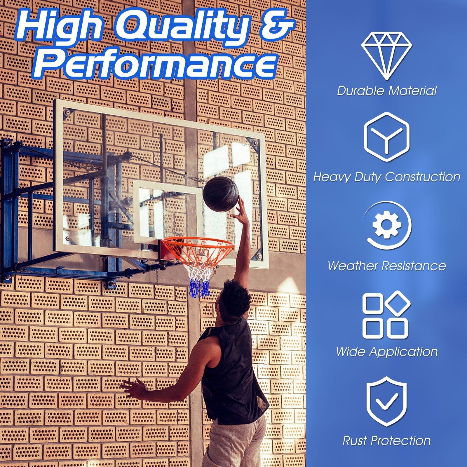 18 Inch Replacement Basketball Rim with All-Weather Net