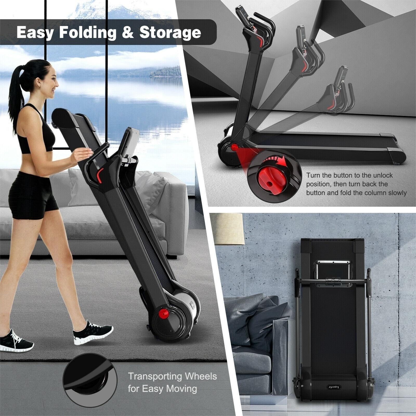 2.25 HP Electric Motorized Folding Running Treadmill Machine with LED Display-Black