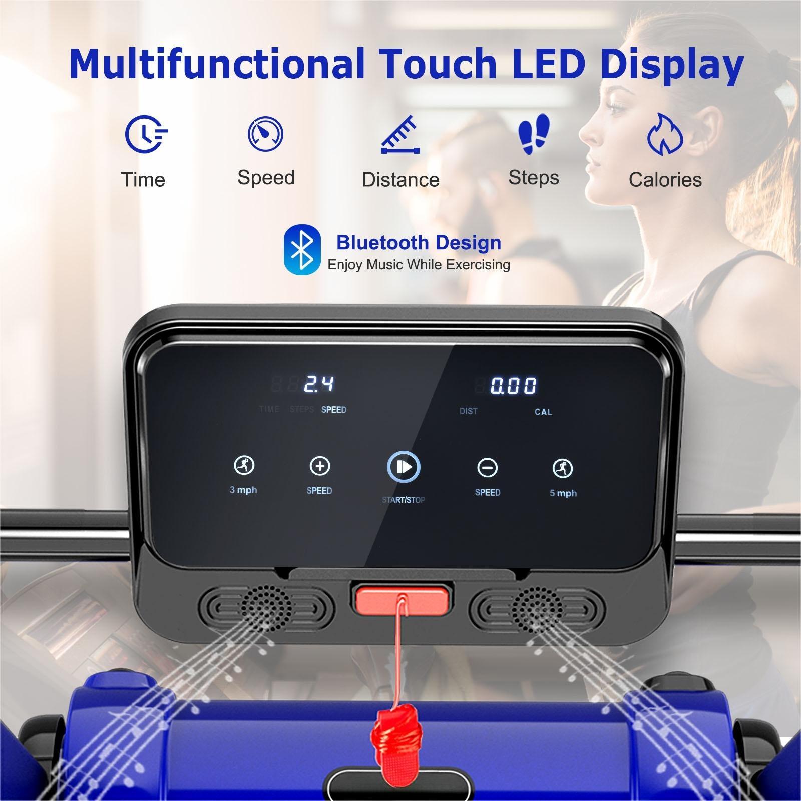2.25 HP Electric Motorized Folding Running Treadmill Machine with LED Display-Navy