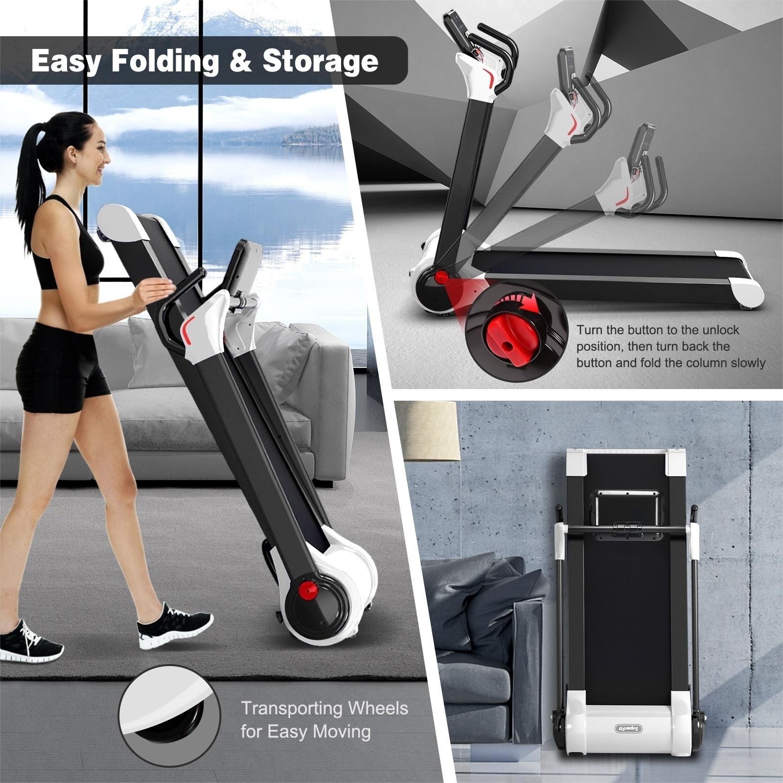 2.25 HP Electric Motorized Folding Running Treadmill Machine with LED Display-White