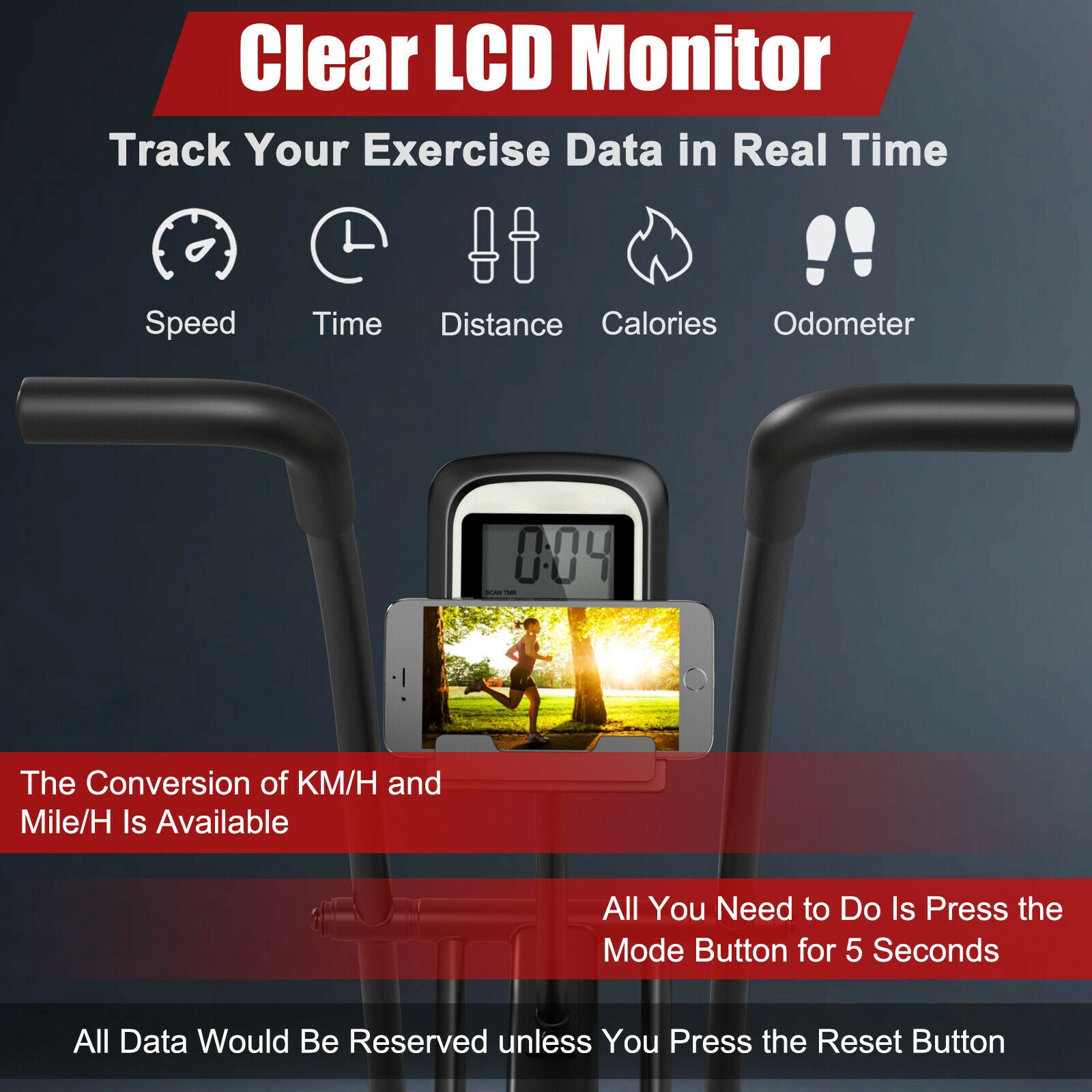 Upright Air Bike with Unlimited Resistance