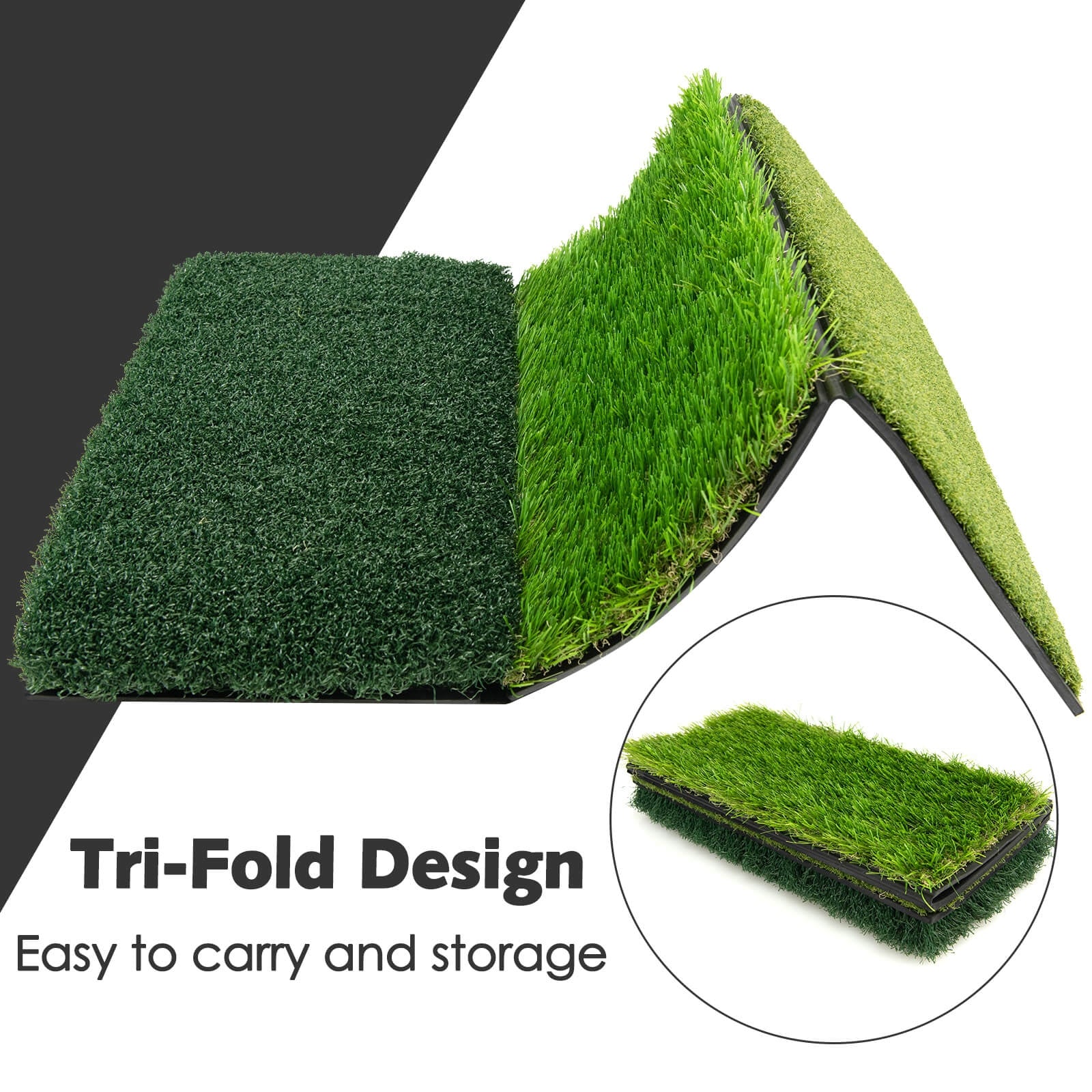 3-in-1 Golf Hitting Mats with 3 Rubber Tees