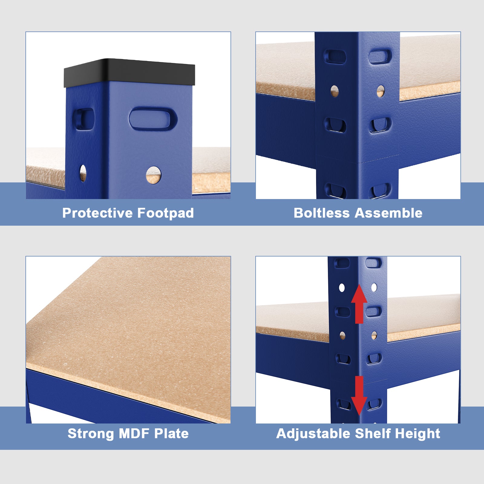 35.5 x 71 Inch Adjustable 5-Layer 2000 lbs Capacity Tool Shelf-Blue