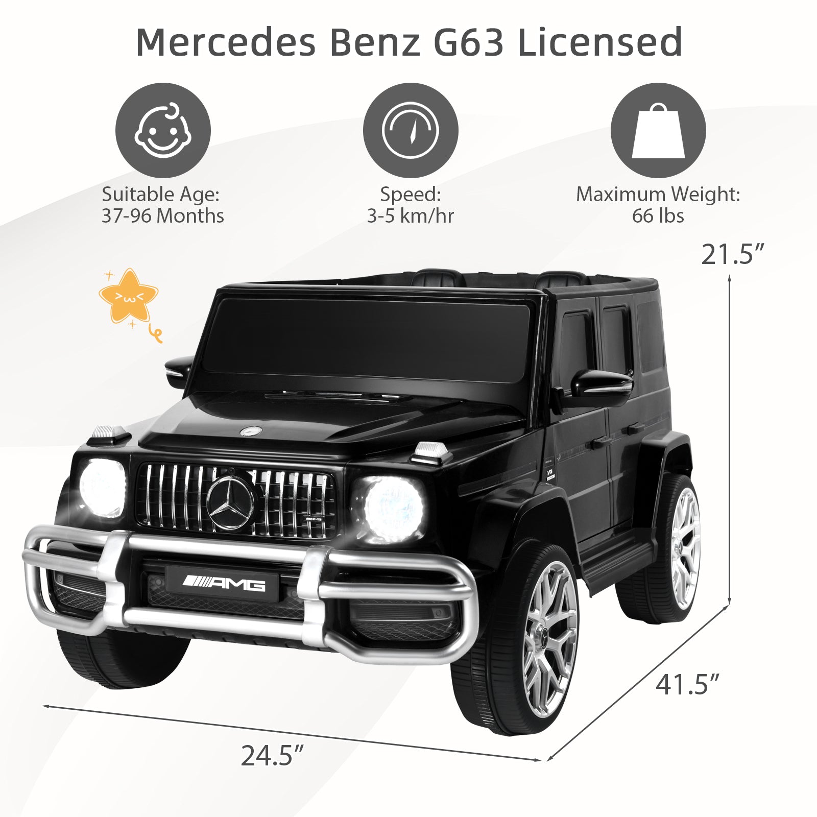 12V Mercedes-Benz G63 Licensed Kids Ride On Car with Remote Control