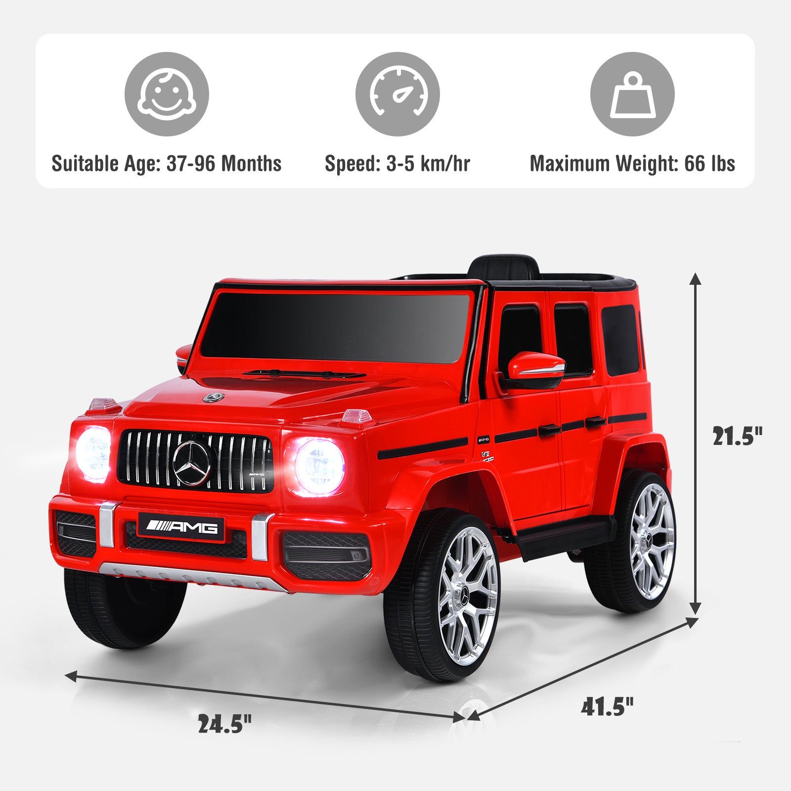 12V Mercedes-Benz G63 Licensed Kids Ride On Car with Remote Control