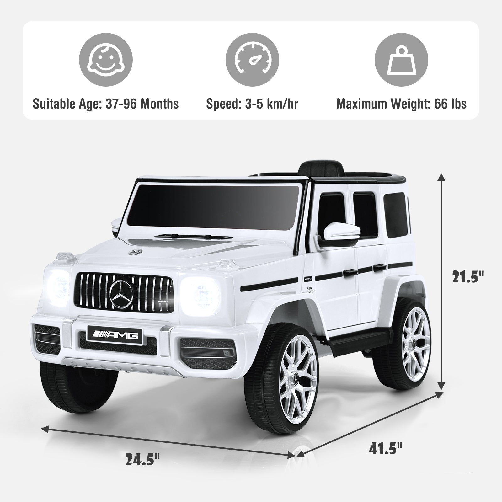 12V Mercedes-Benz G63 Licensed Kids Ride On Car with Remote Control