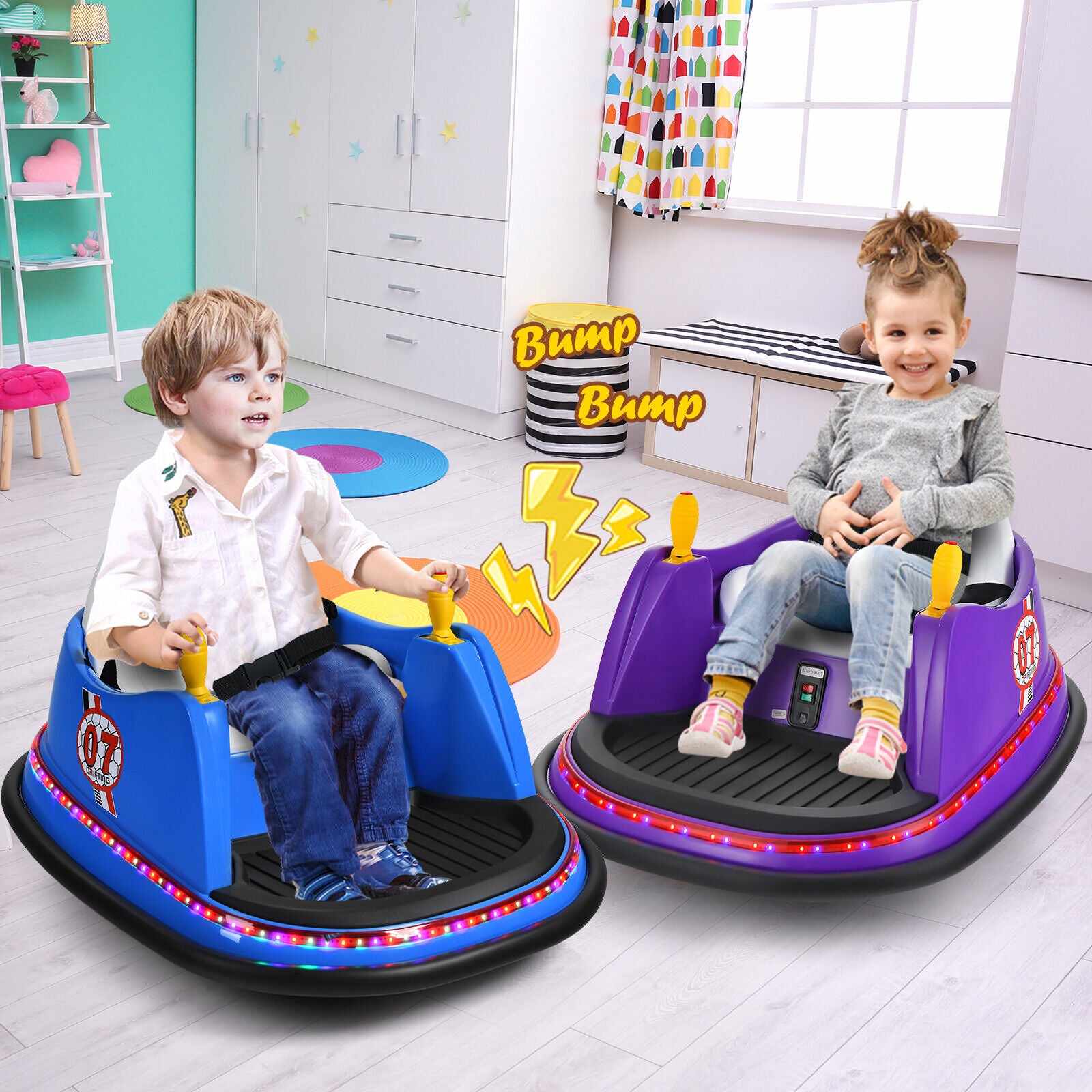 SUGIFT 12V Kids Ride On Bumper Car 360-Degree Spin Race Toy with Remote Control