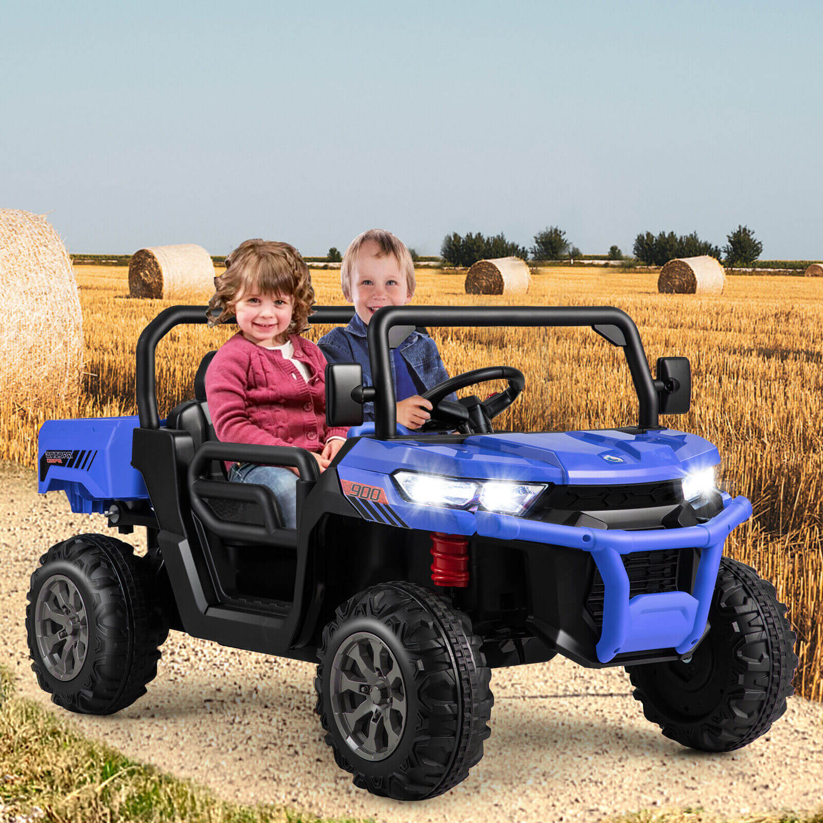 2-Seater Kids Ride On Dump Truck with Dump Bed and Shovel