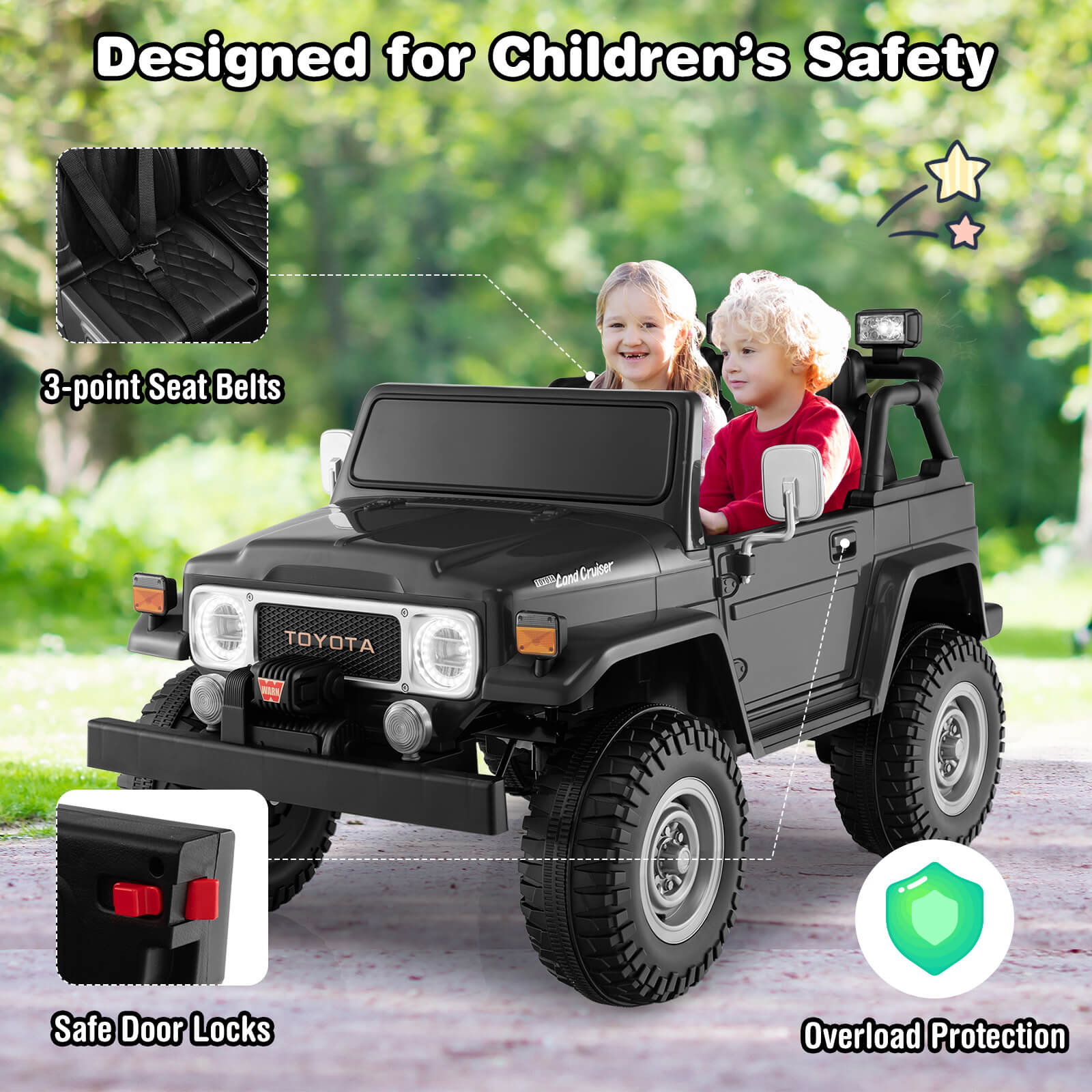 12V 2-Seat Licensed Kids Ride On Toyota FJ40 Car with 2.4G Remote Control