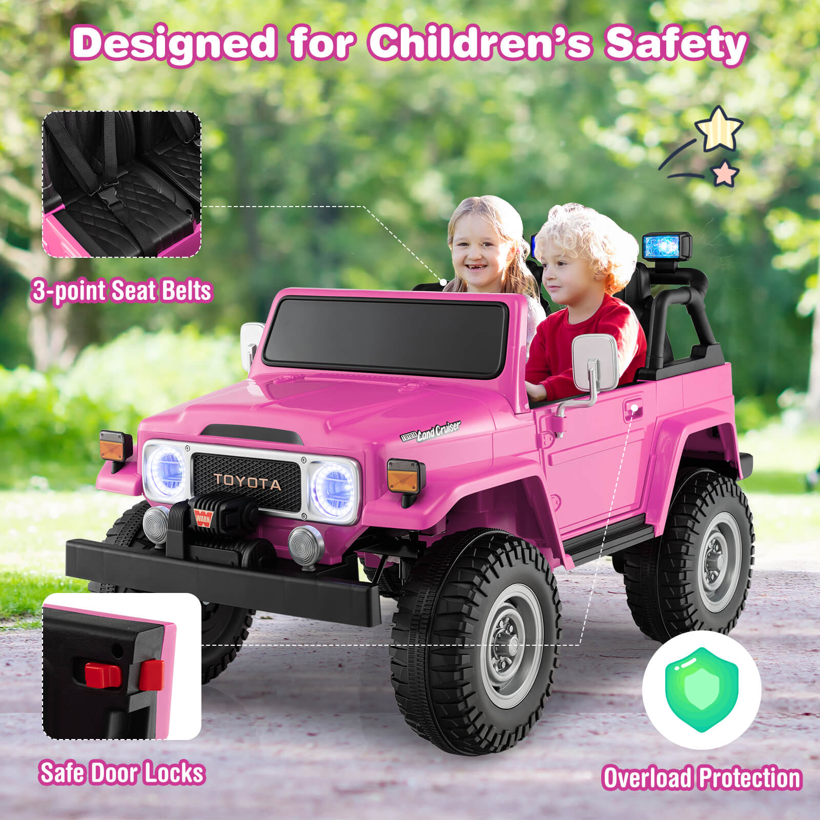 12V 2-Seat Licensed Kids Ride On Toyota FJ40 Car with 2.4G Remote Control