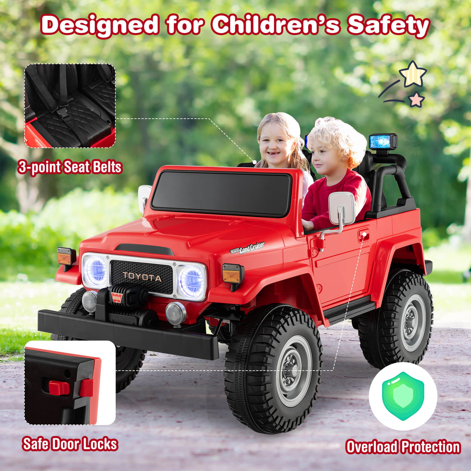 12V 2-Seat Licensed Kids Ride On Toyota FJ40 Car with 2.4G Remote Control