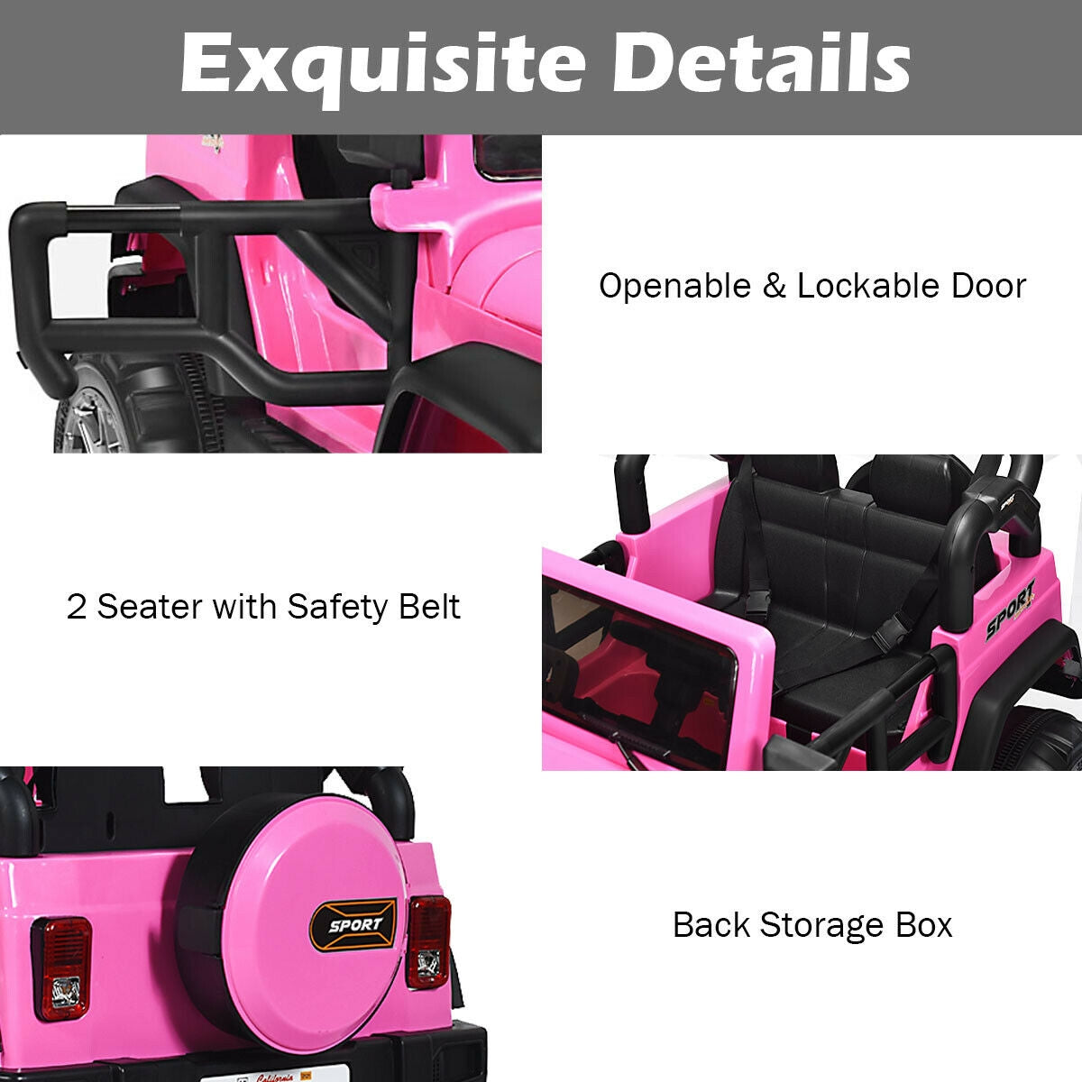 12V 2-Seater Ride on Car Truck with Remote Control and Storage Room-Pink