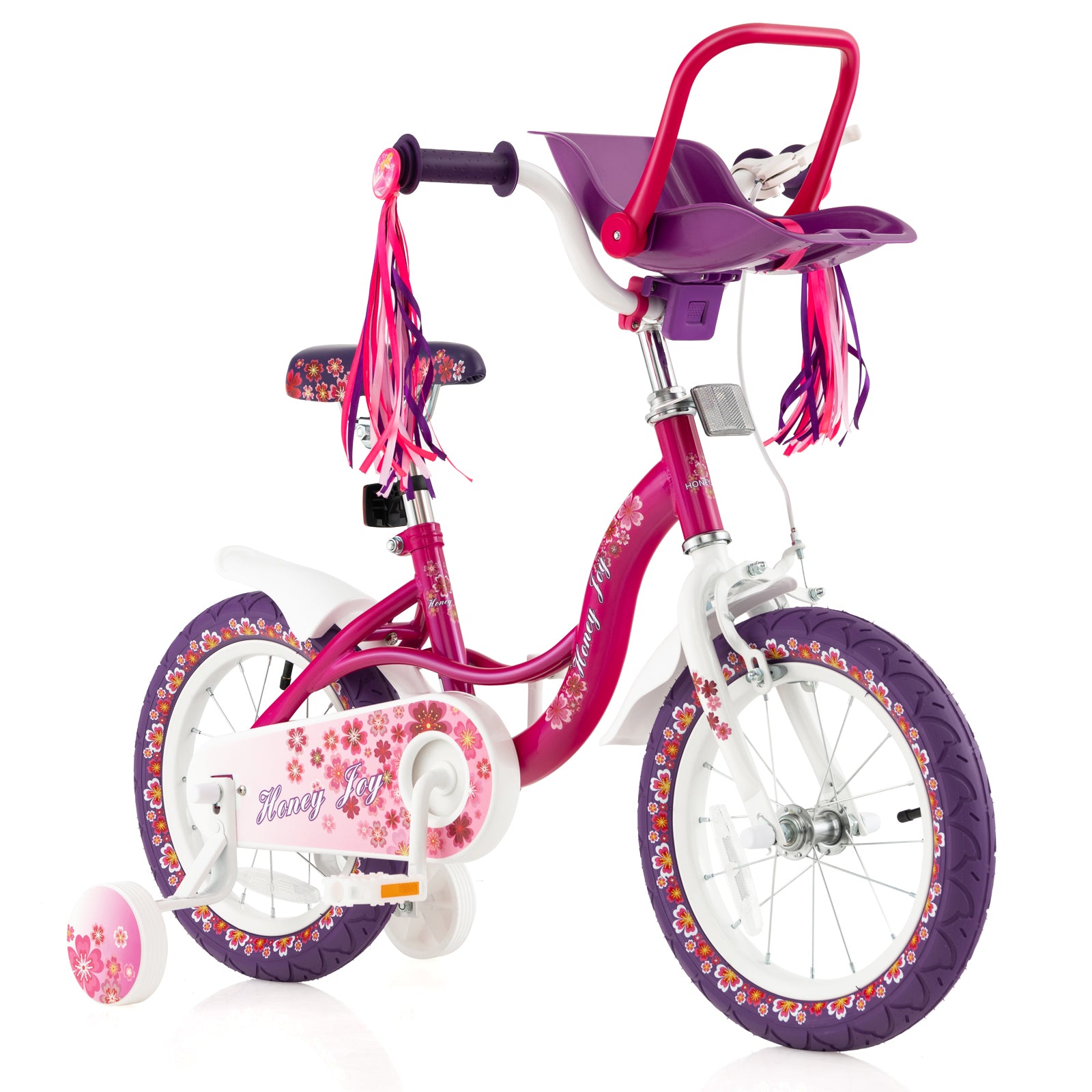 16 Inch Kids Bike with Doll Seat and Removable Training Wheels