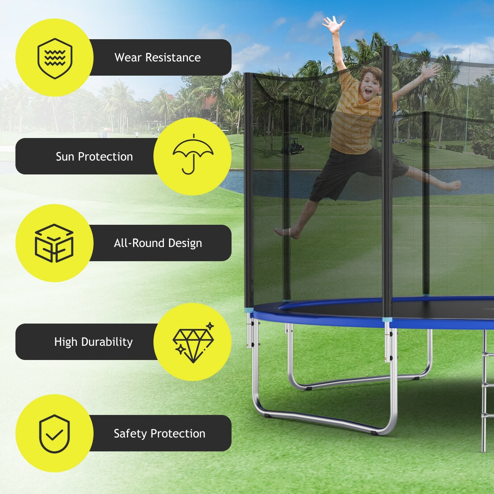 15 FT Trampoline Safety Replacement Protection Enclosure Net