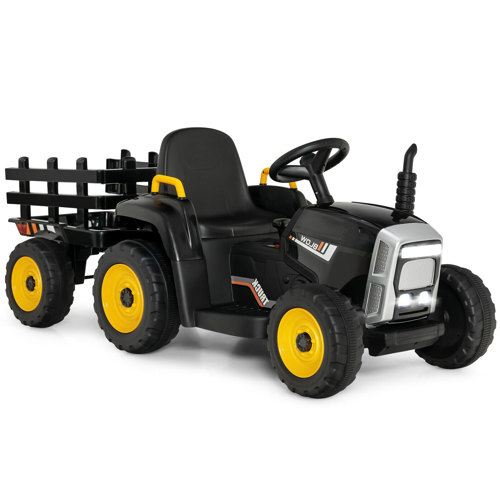 12V Ride on Tractor with 3-Gear-Shift Ground Loader for Kids 3+ Years Old