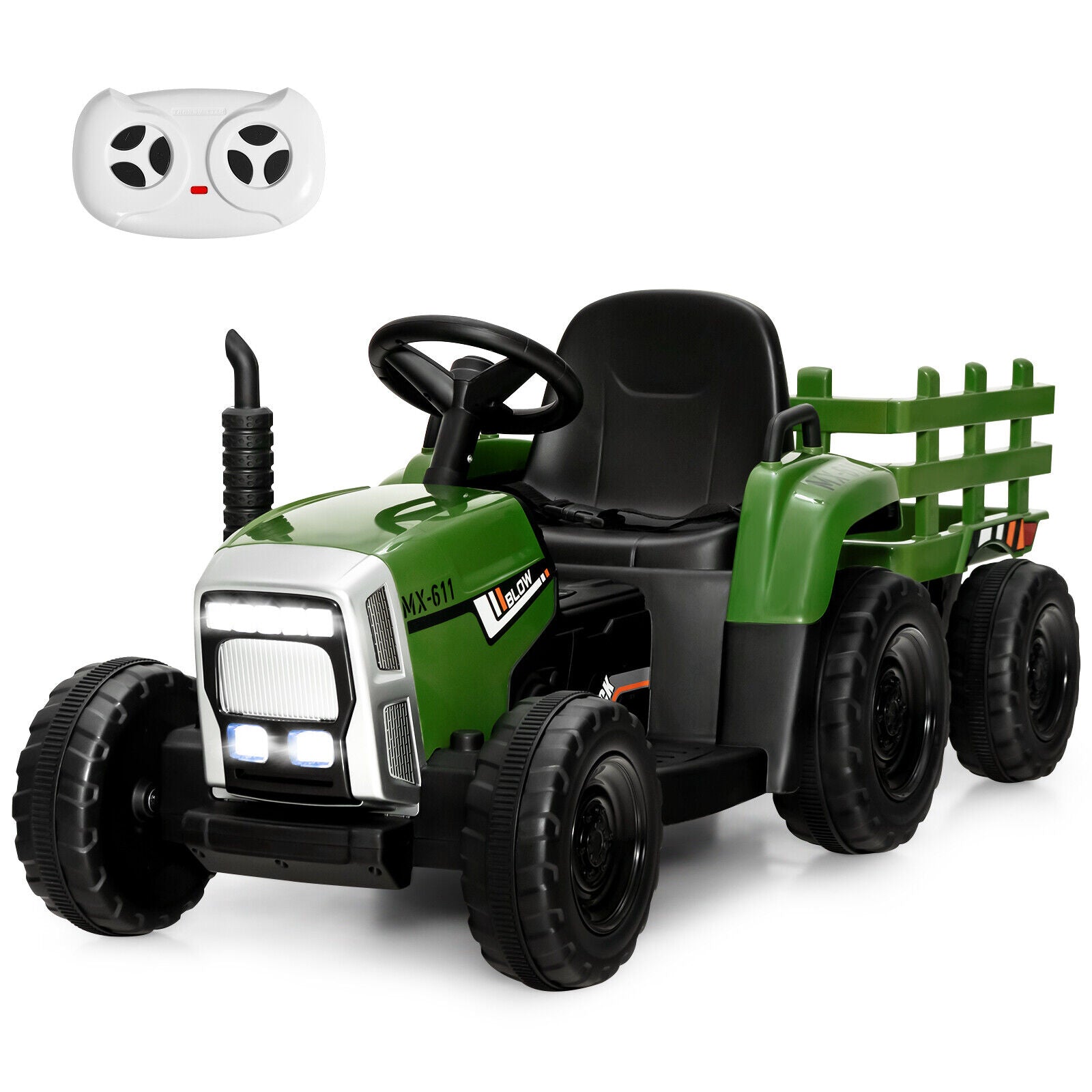 12V Ride on Tractor with 3-Gear-Shift Ground Loader for Kids 3+ Years Old