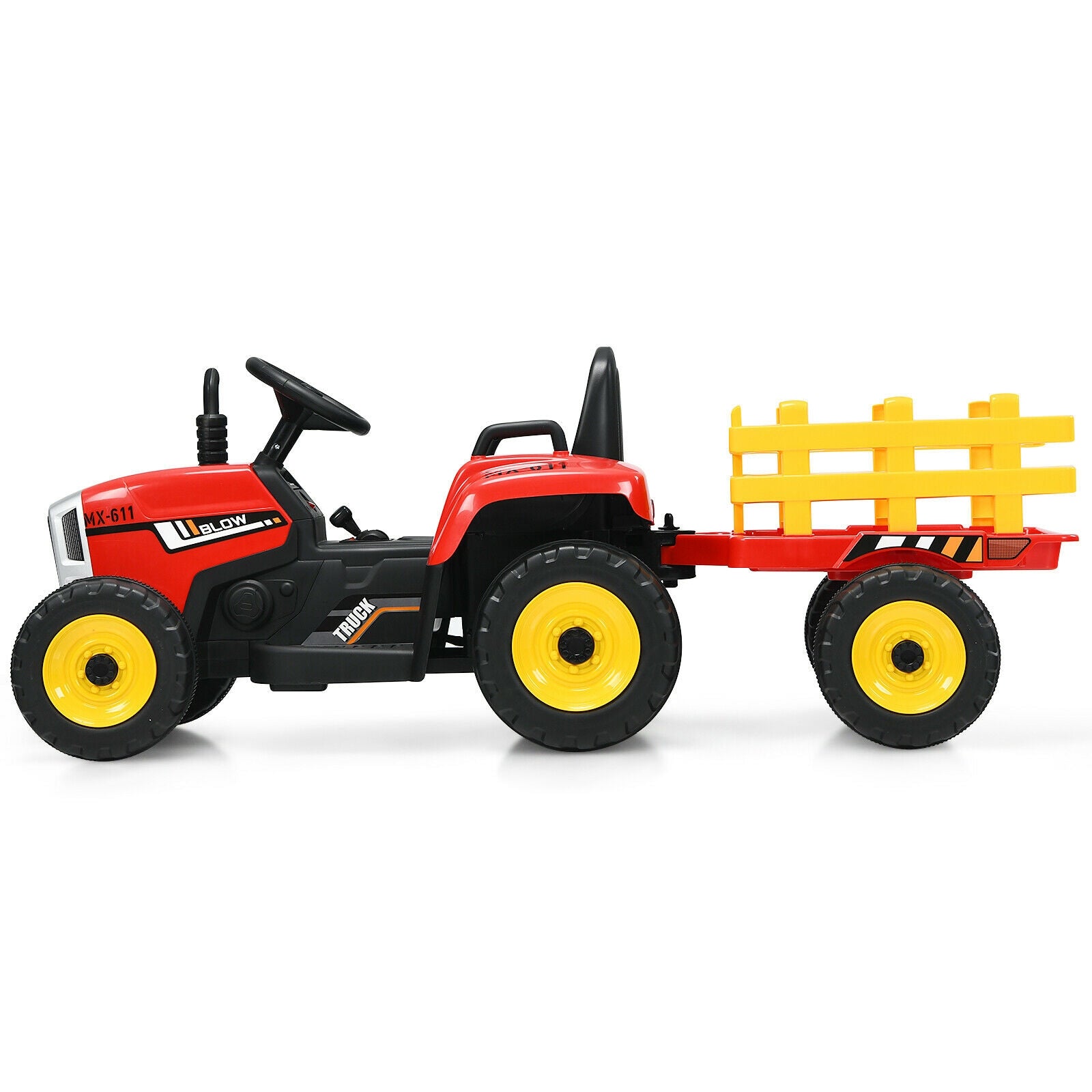 12V Ride on Tractor with 3-Gear-Shift Ground Loader for Kids 3+ Years Old