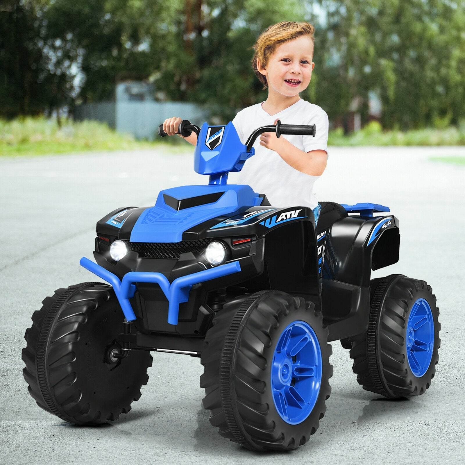 12V Kids Ride on ATV with LED Lights and Treaded Tires and LED lights