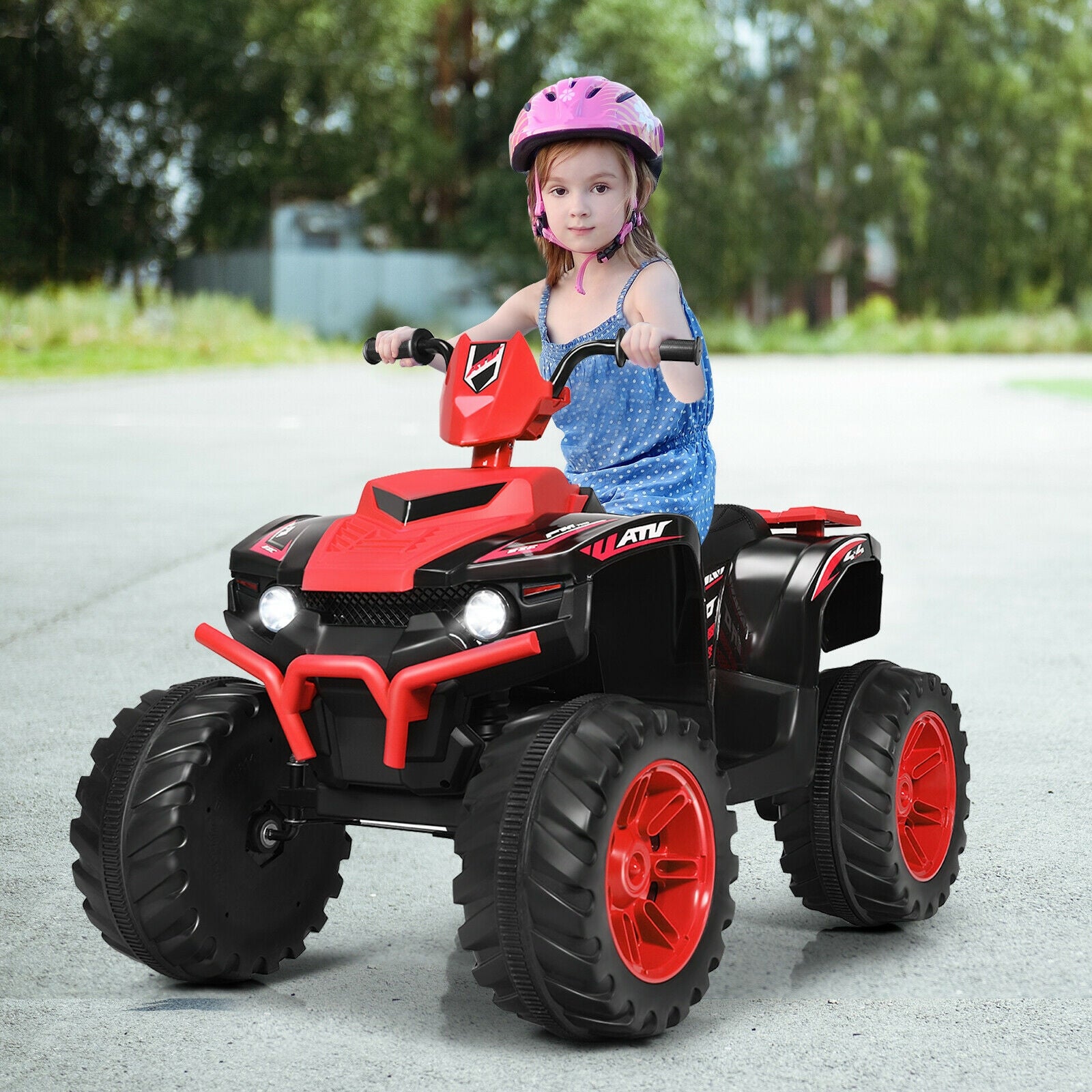 12V Kids Ride on ATV with LED Lights and Treaded Tires and LED lights