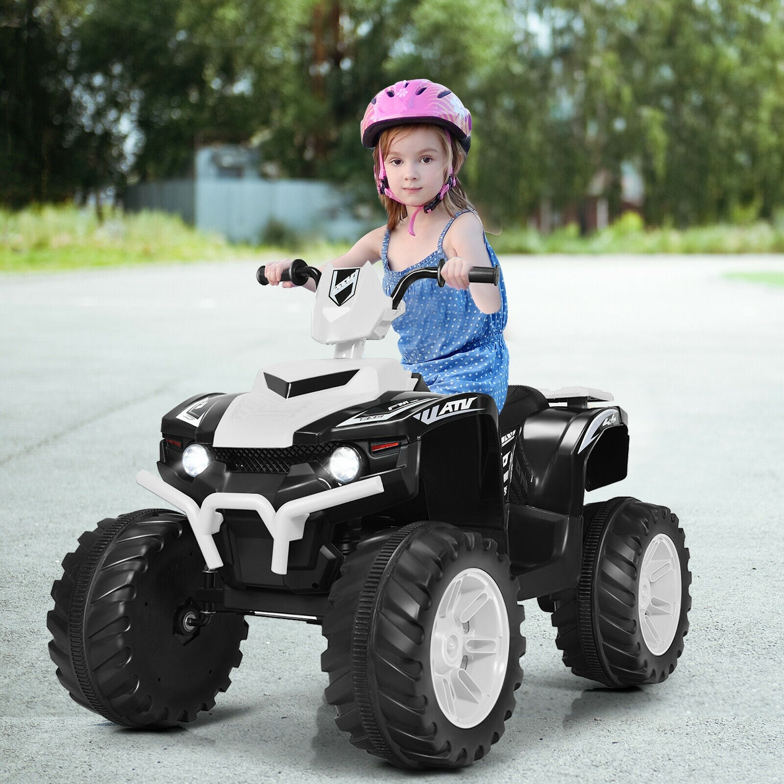 12V Kids Ride on ATV with LED Lights and Treaded Tires and LED lights