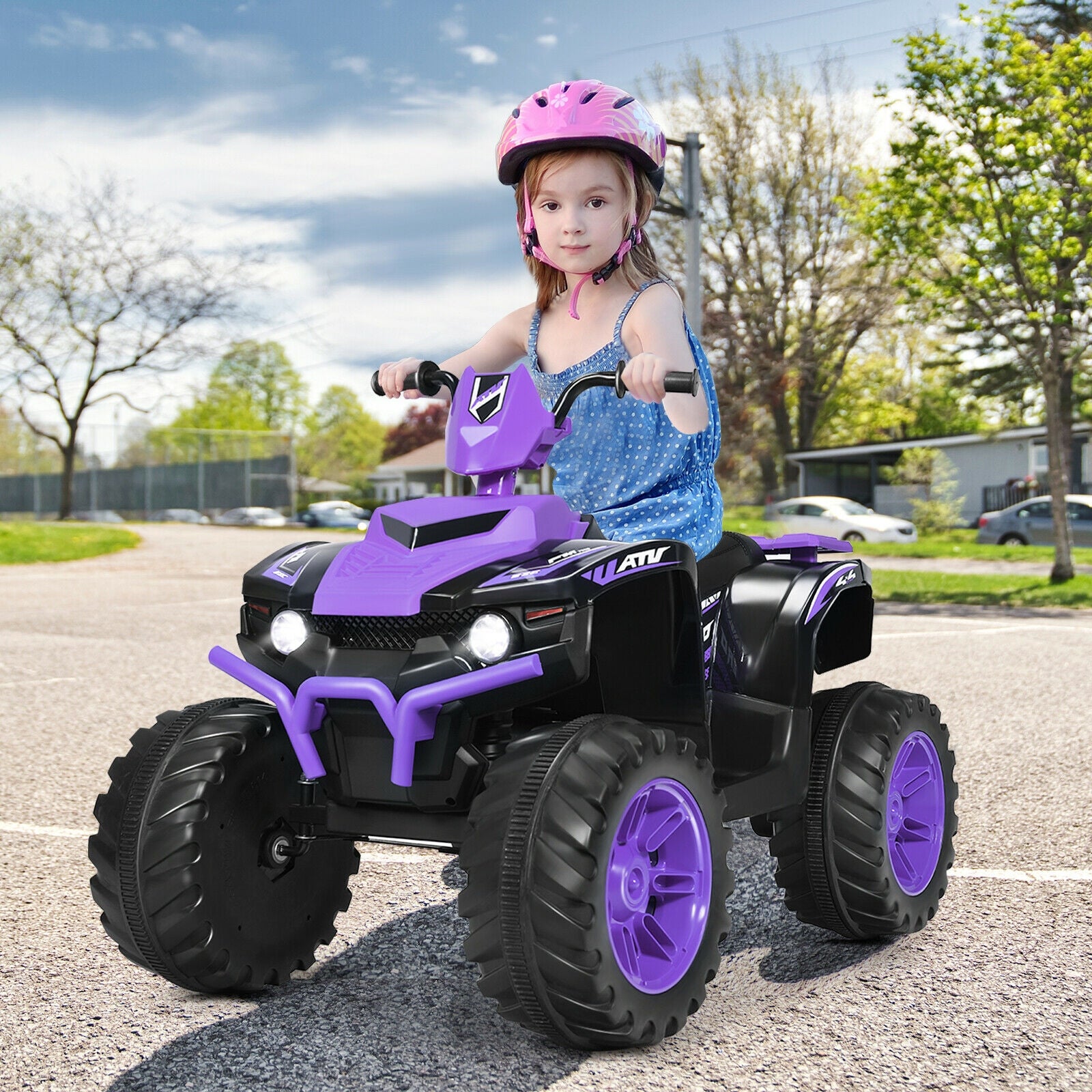 12V Kids Ride on ATV with LED Lights and Treaded Tires and LED lights