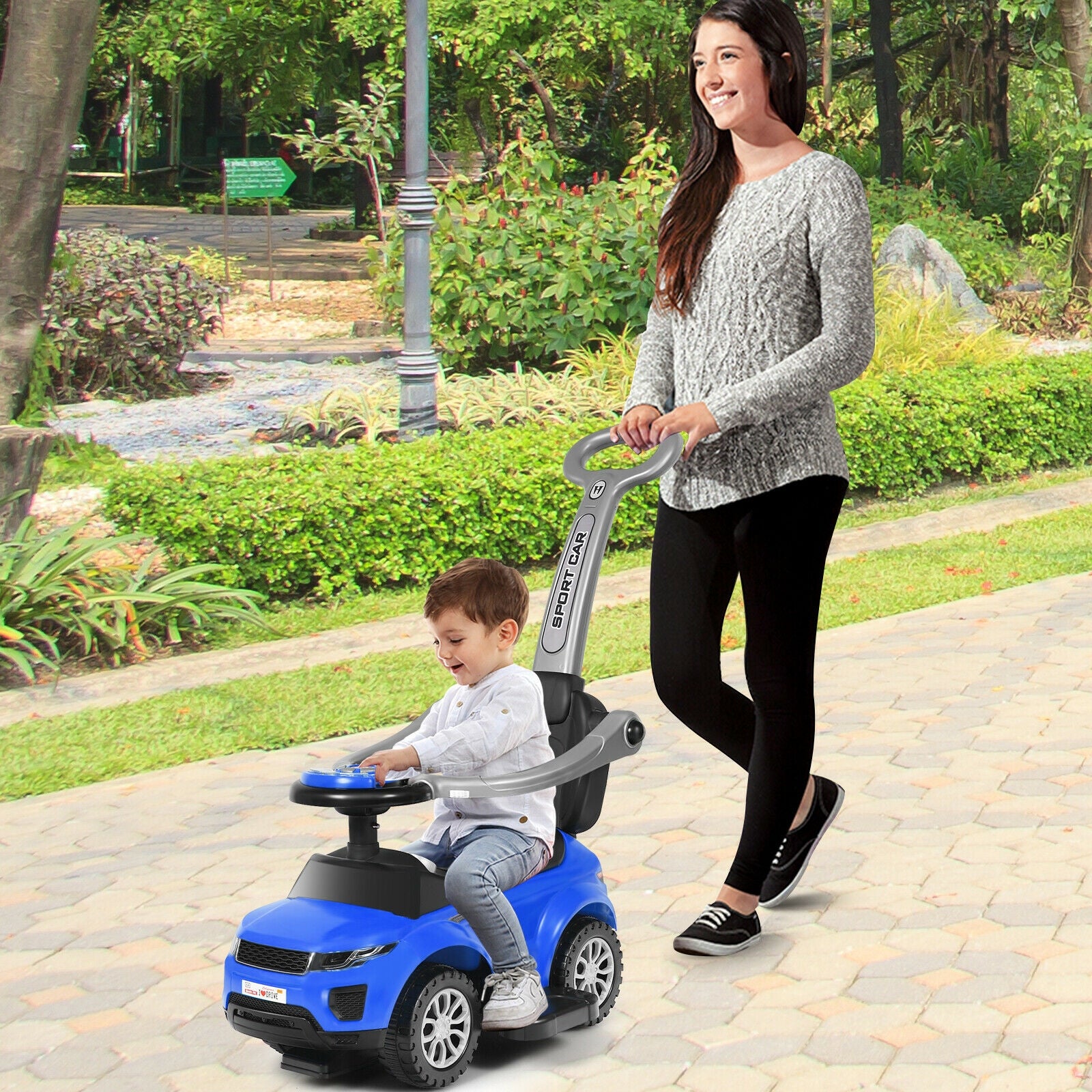 3 In 1 Ride on Push Car Toddler Stroller Sliding Car with Music