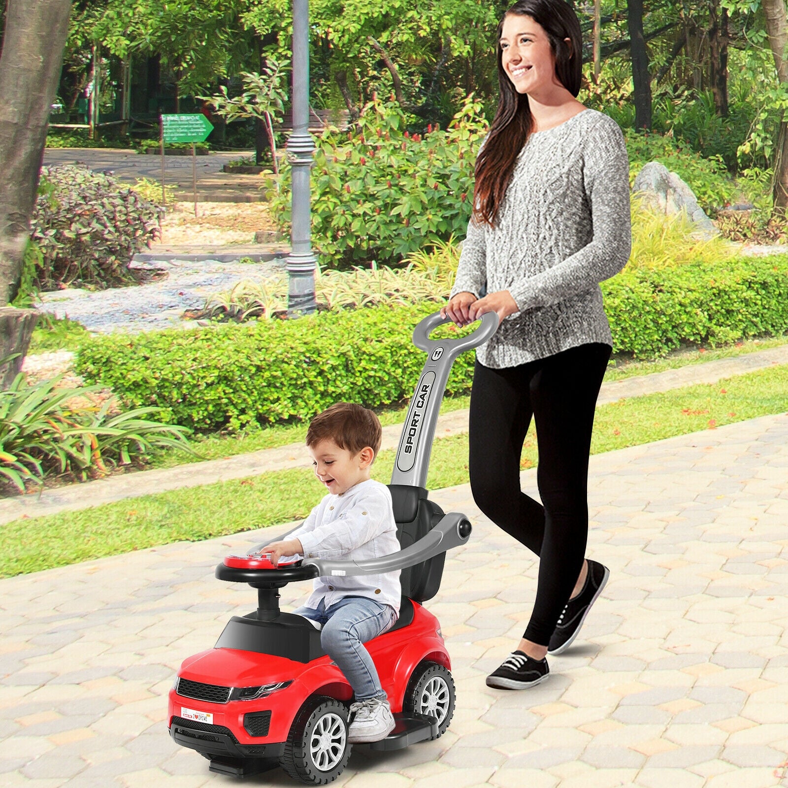 3 In 1 Ride on Push Car Toddler Stroller Sliding Car with Music